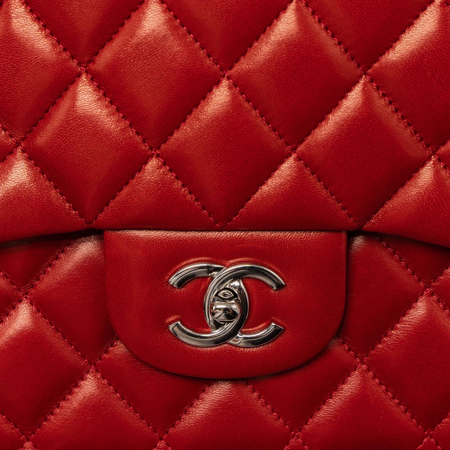 Chanel Jumbo Classic Single Flap Bag Lambskin Red