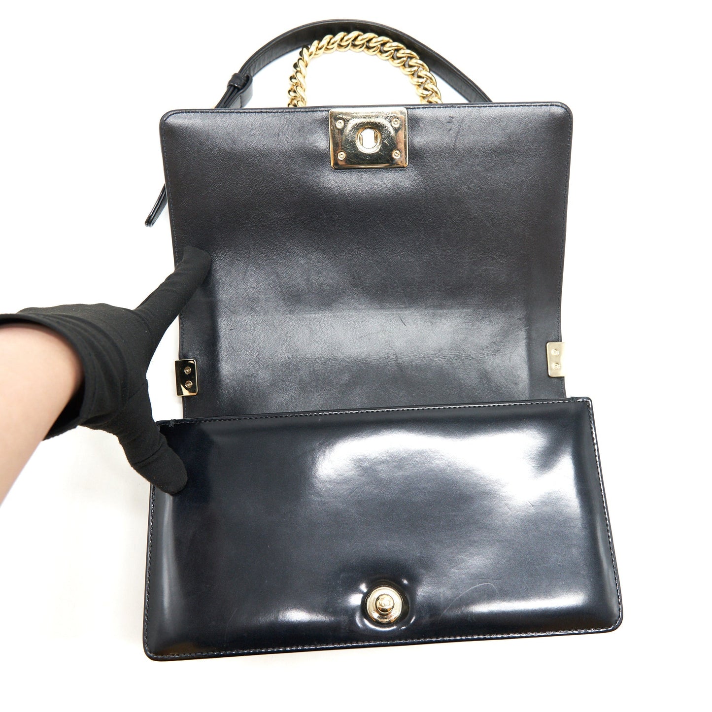 Chanel Medium Le Boy Patent Leather Black L