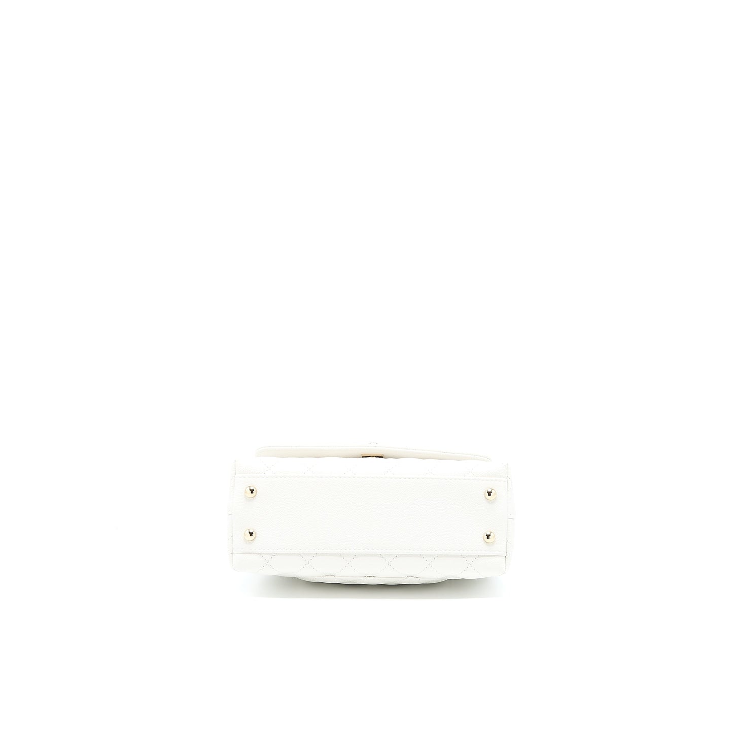 Chanel Small Coco Handle Caviar White L (Microchip)