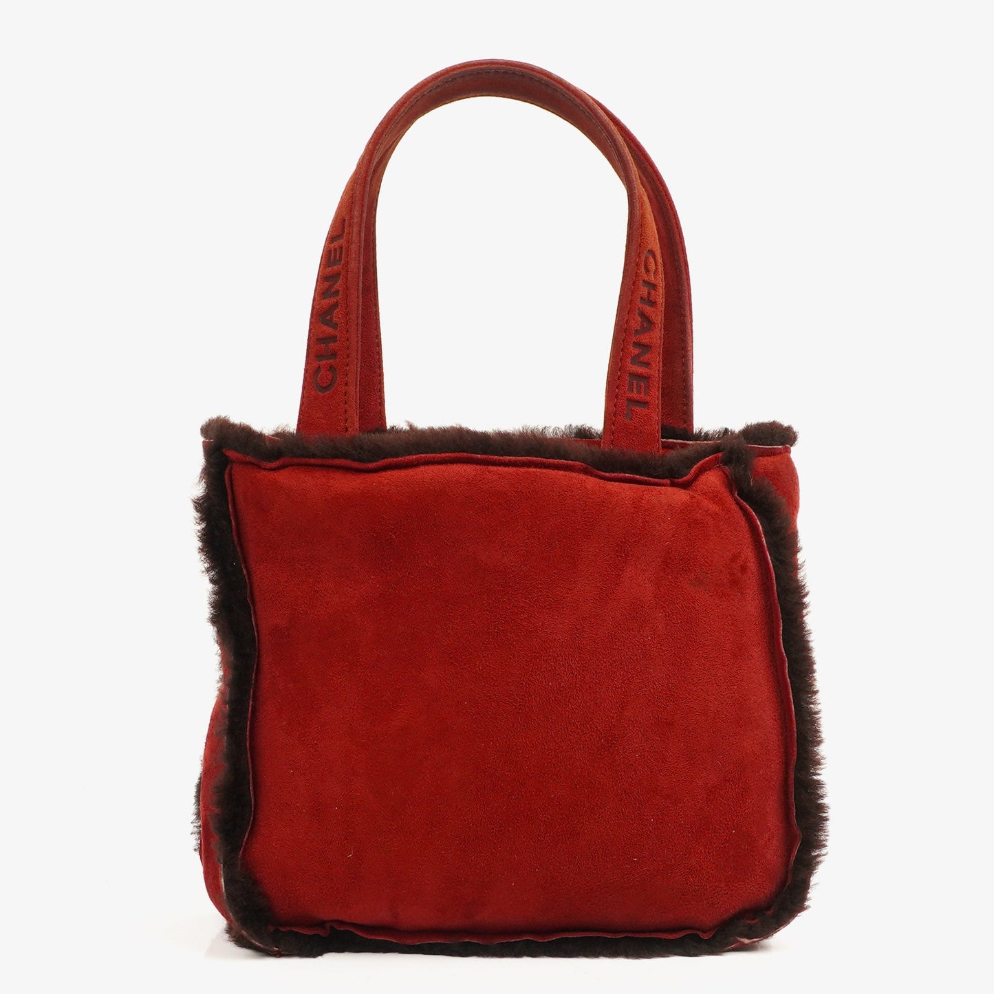 Chanel Suede Shearling Fur Red Handbag
