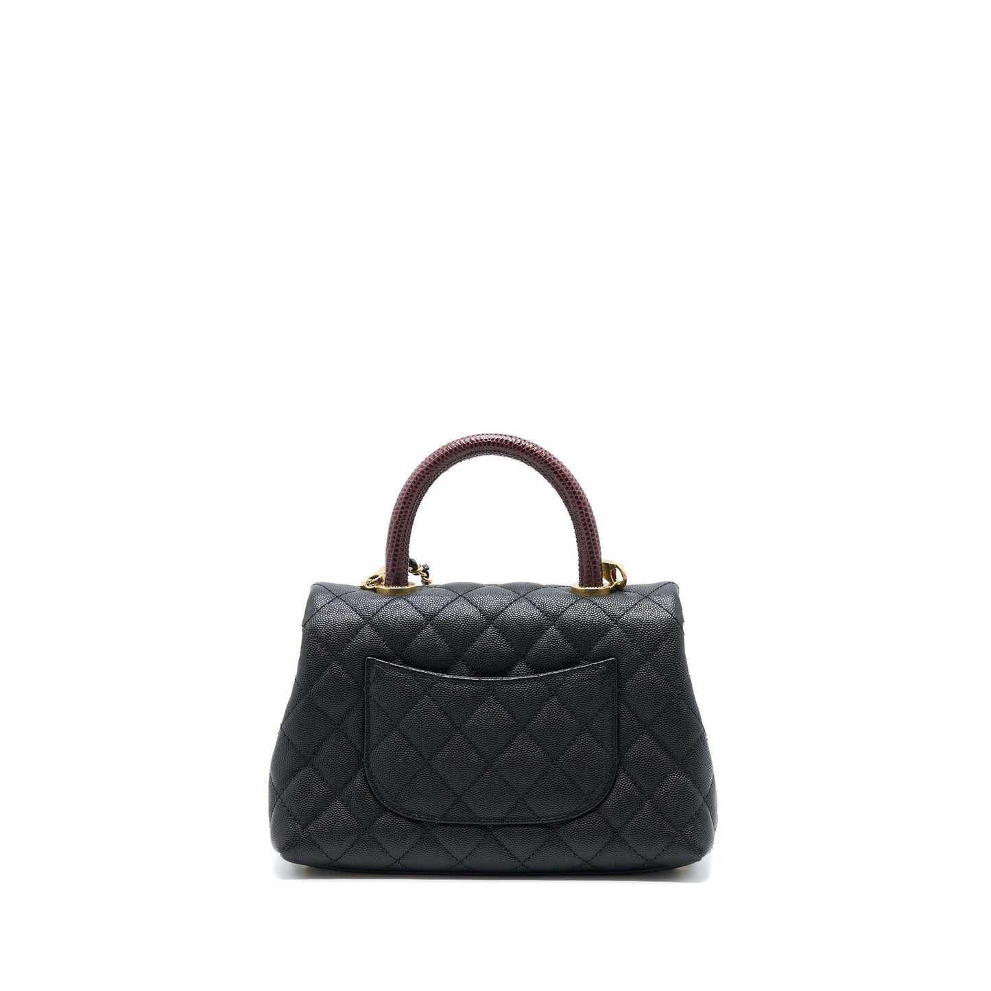 Chanel Small Coco Handle Caviar With Lizard Handle Black