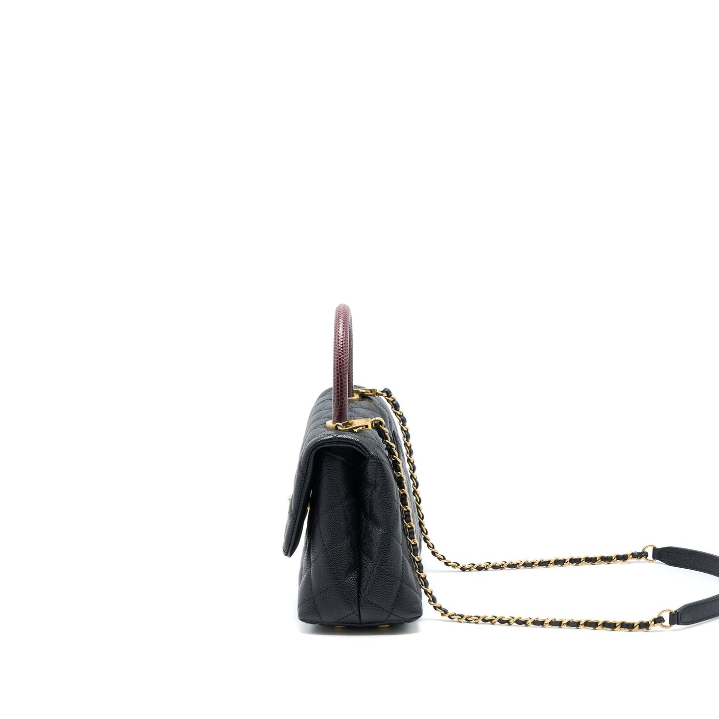 Chanel Small Coco Handle Caviar With Lizard Handle Black