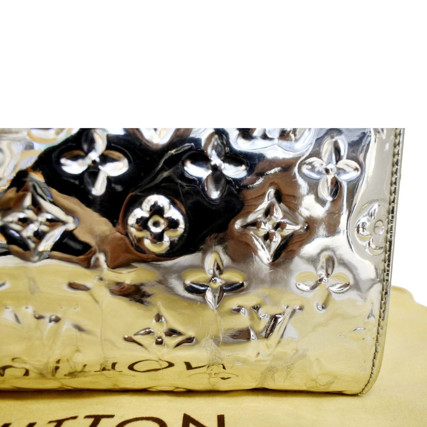 LOUIS VUITTON  30 Miroir Monogram Patent Leather Satchel Bag Metallic Silver
