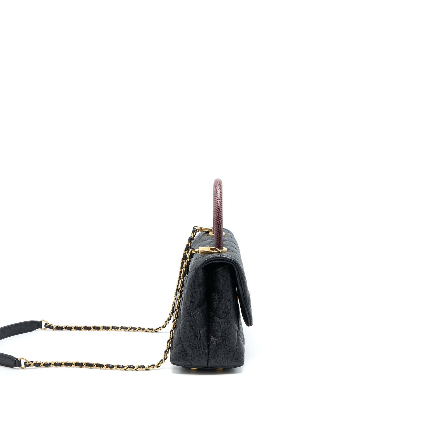 Chanel Small Coco Handle Caviar With Lizard Handle Black
