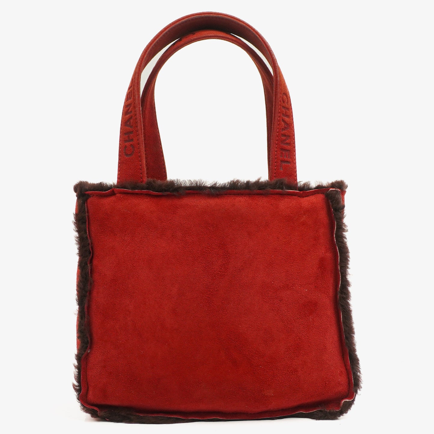 Chanel Suede Shearling Fur Red Handbag