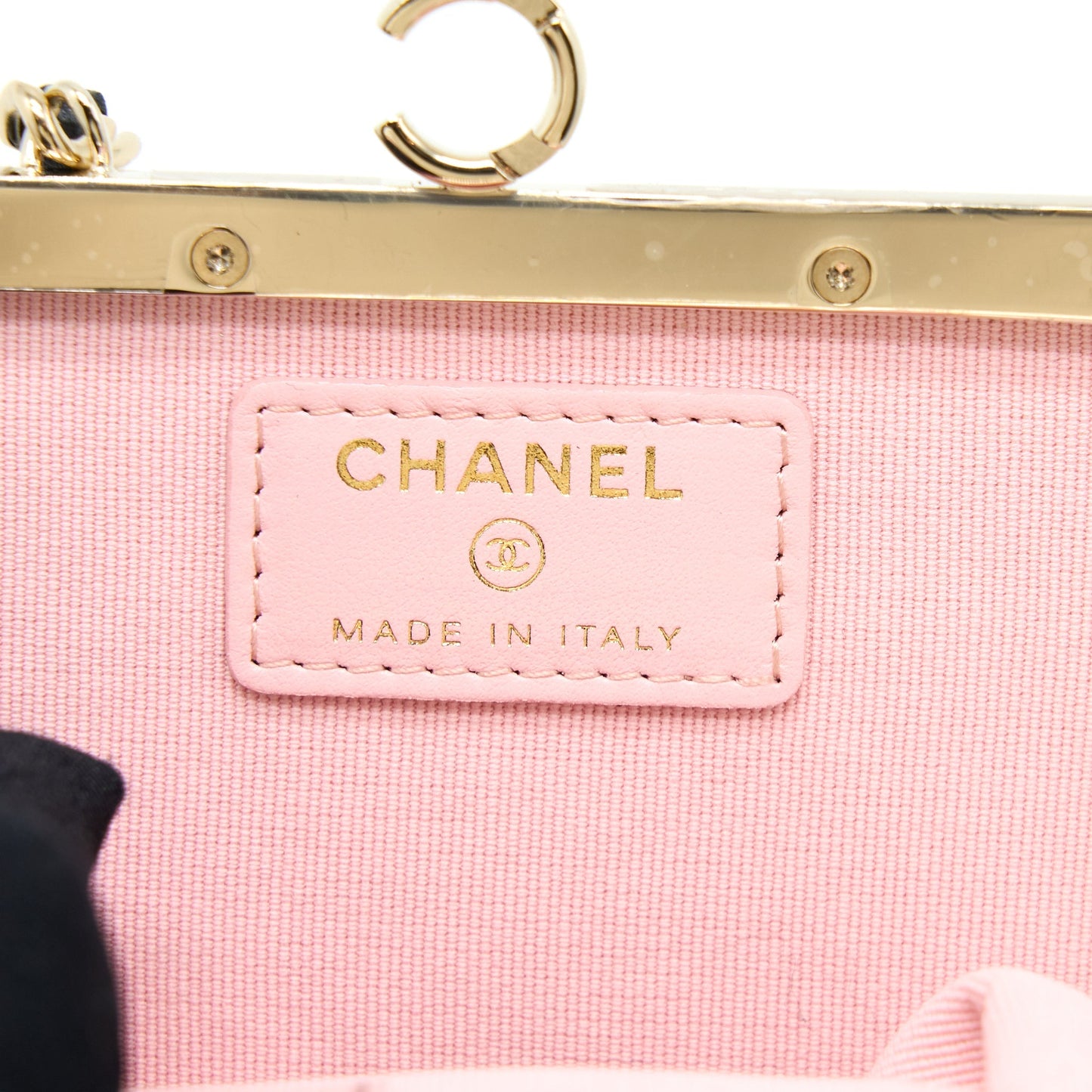 Chanel Mini Clip With Chain Lambskin Black L