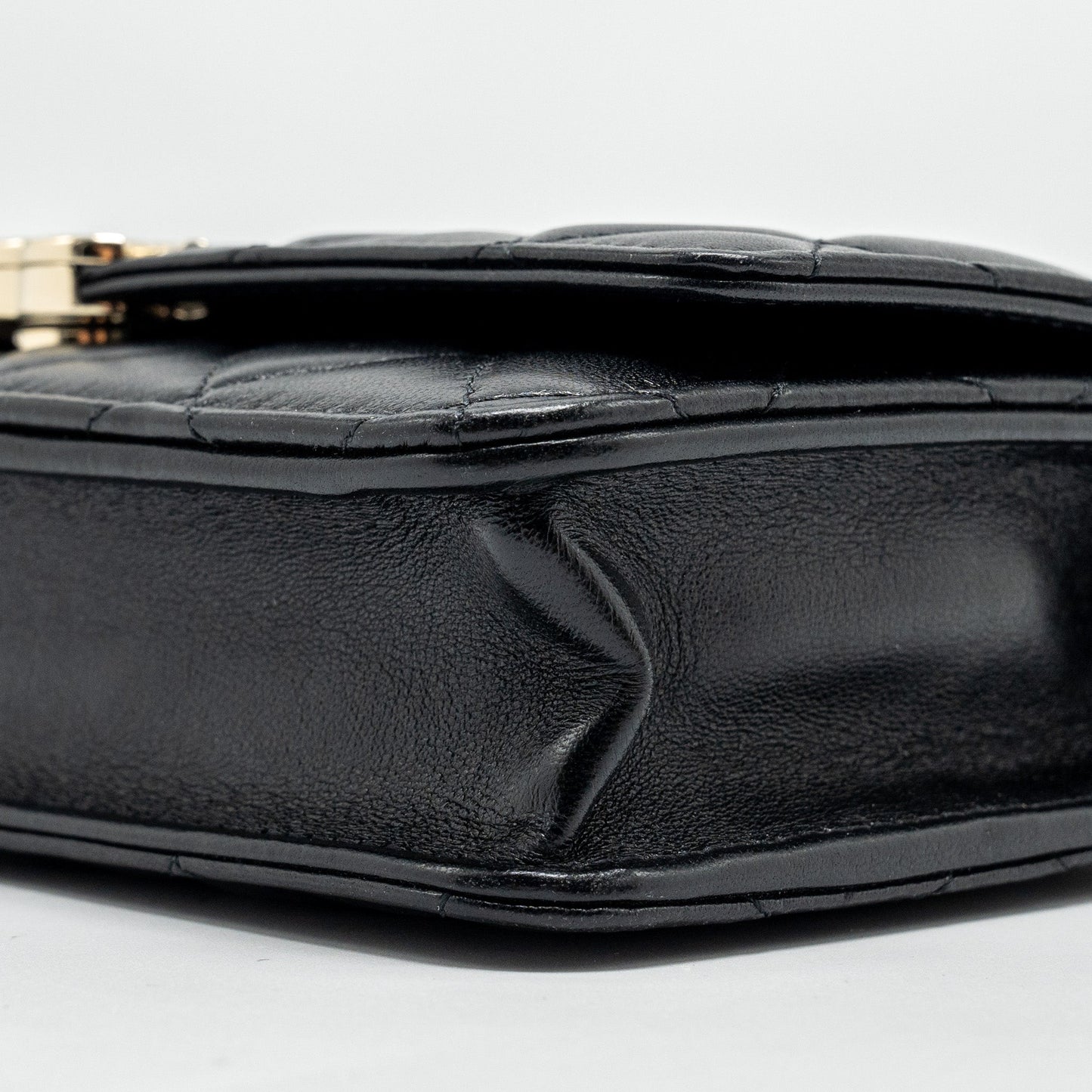 CHANEL leather top handle wallet on chain lambskin black L (microchip)