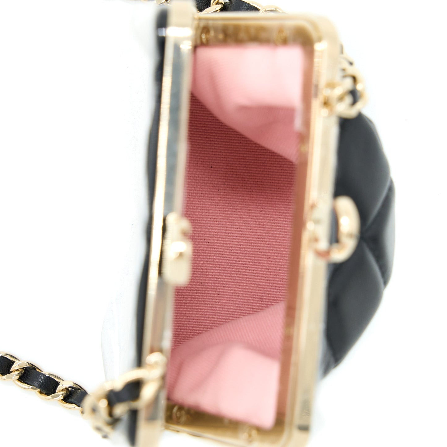 Chanel Mini Clip With Chain Lambskin Black L