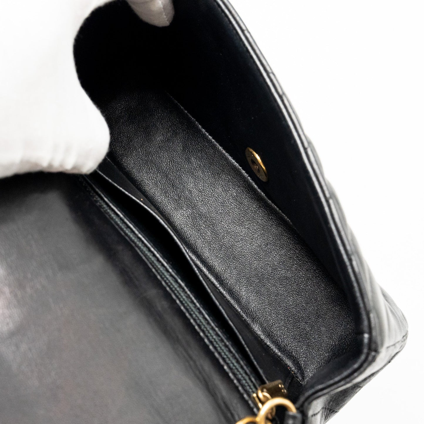 Chanel Mini Rectangular Flap Bag Chevron Lambskin Black