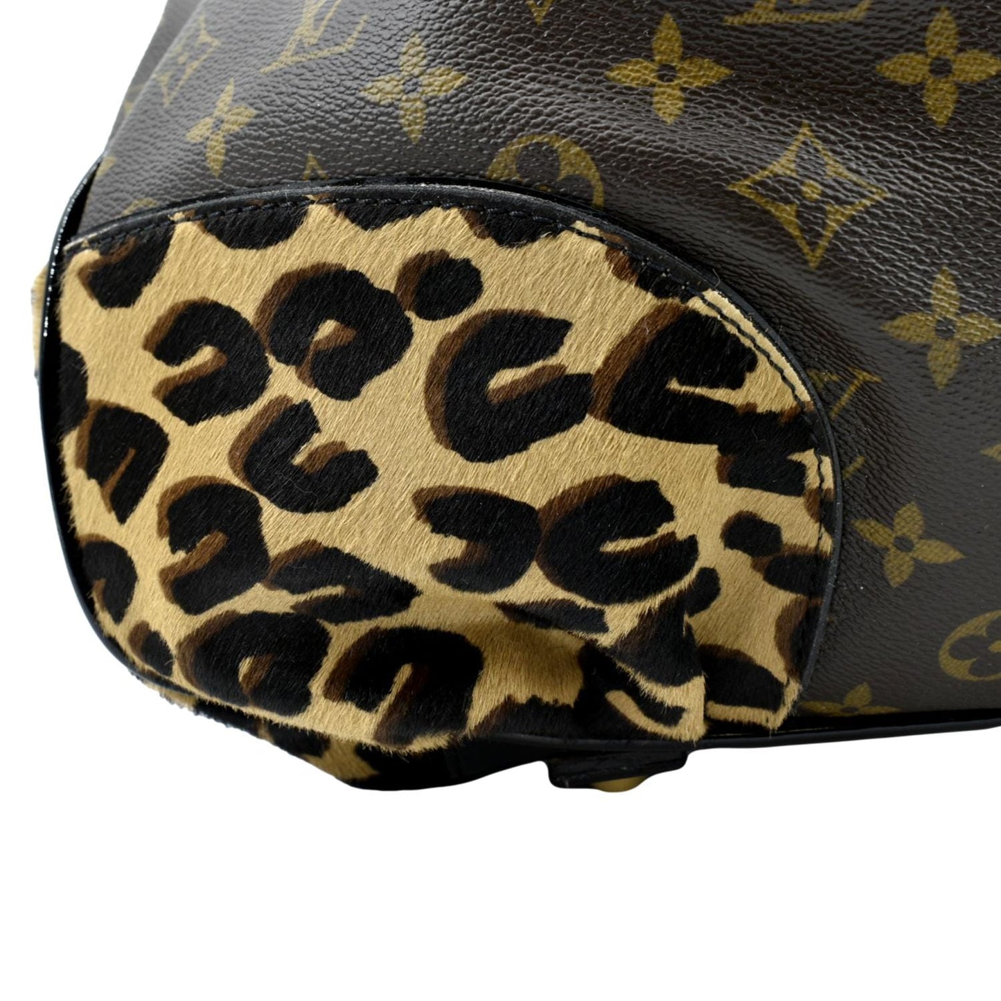 LOUIS VUITTON Polly Leopard Monogram Canvas Hobo Bag Brown