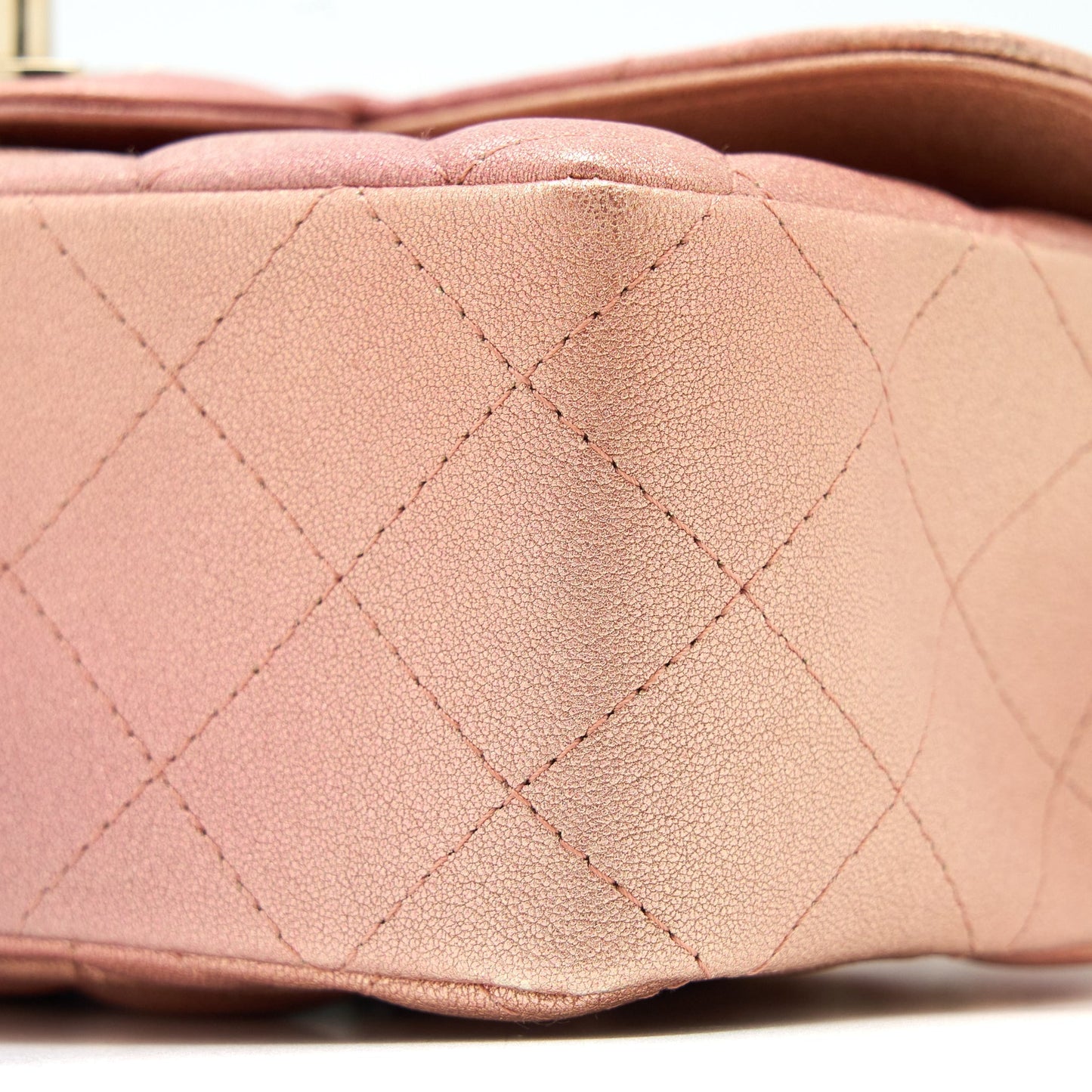 Chanel 21S Mini Rectangular Flap Bag Metallic Grained Lambskin Ombré Rose Gold L