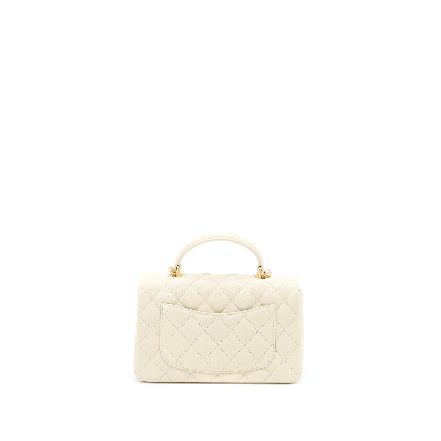 Chanel Top Handle Mini Rectangular Grained Calfskin Light Beige Brushed