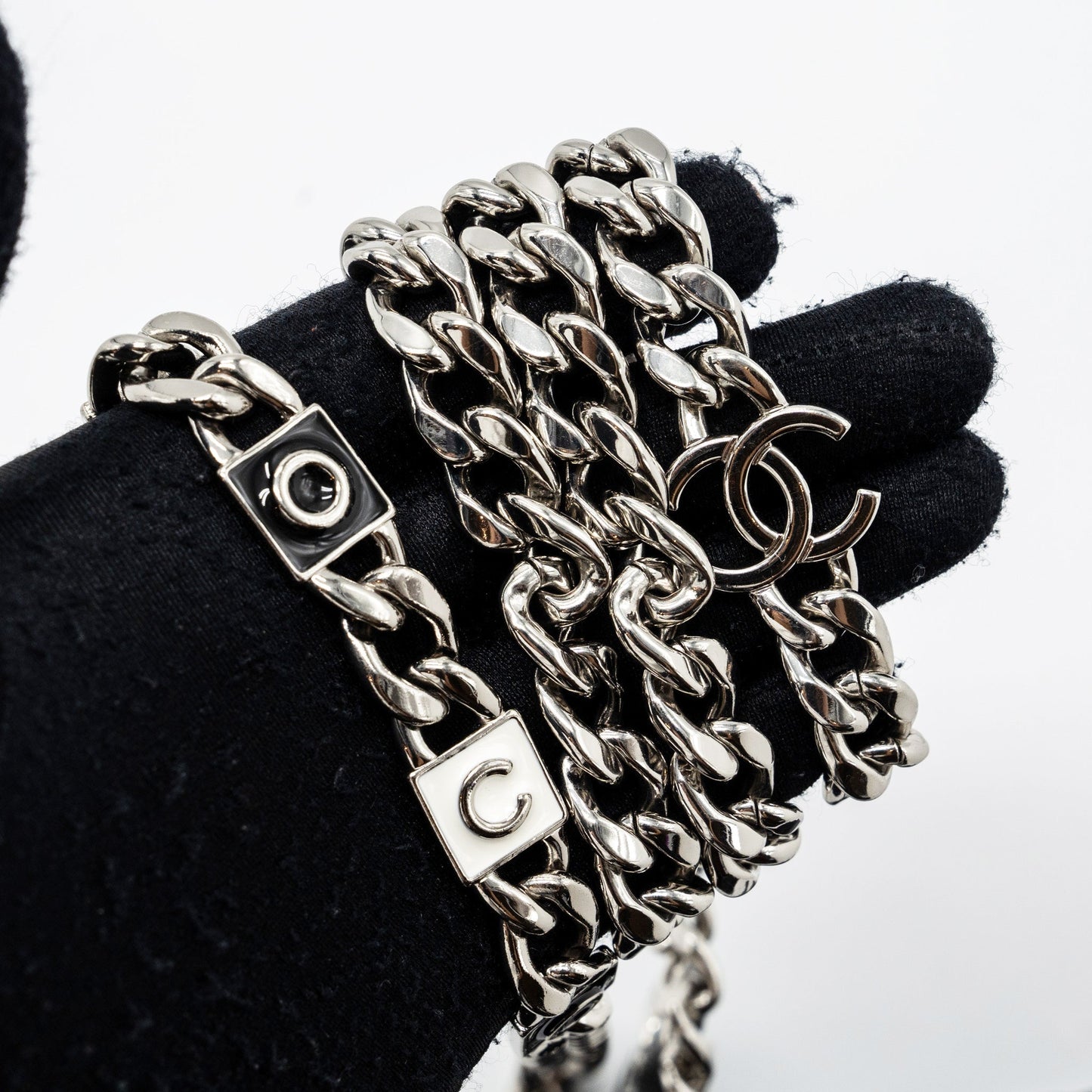 CHANEL MINI FLAP BAG WITH Coco Enamel CHAIN CAVIAR BLACK