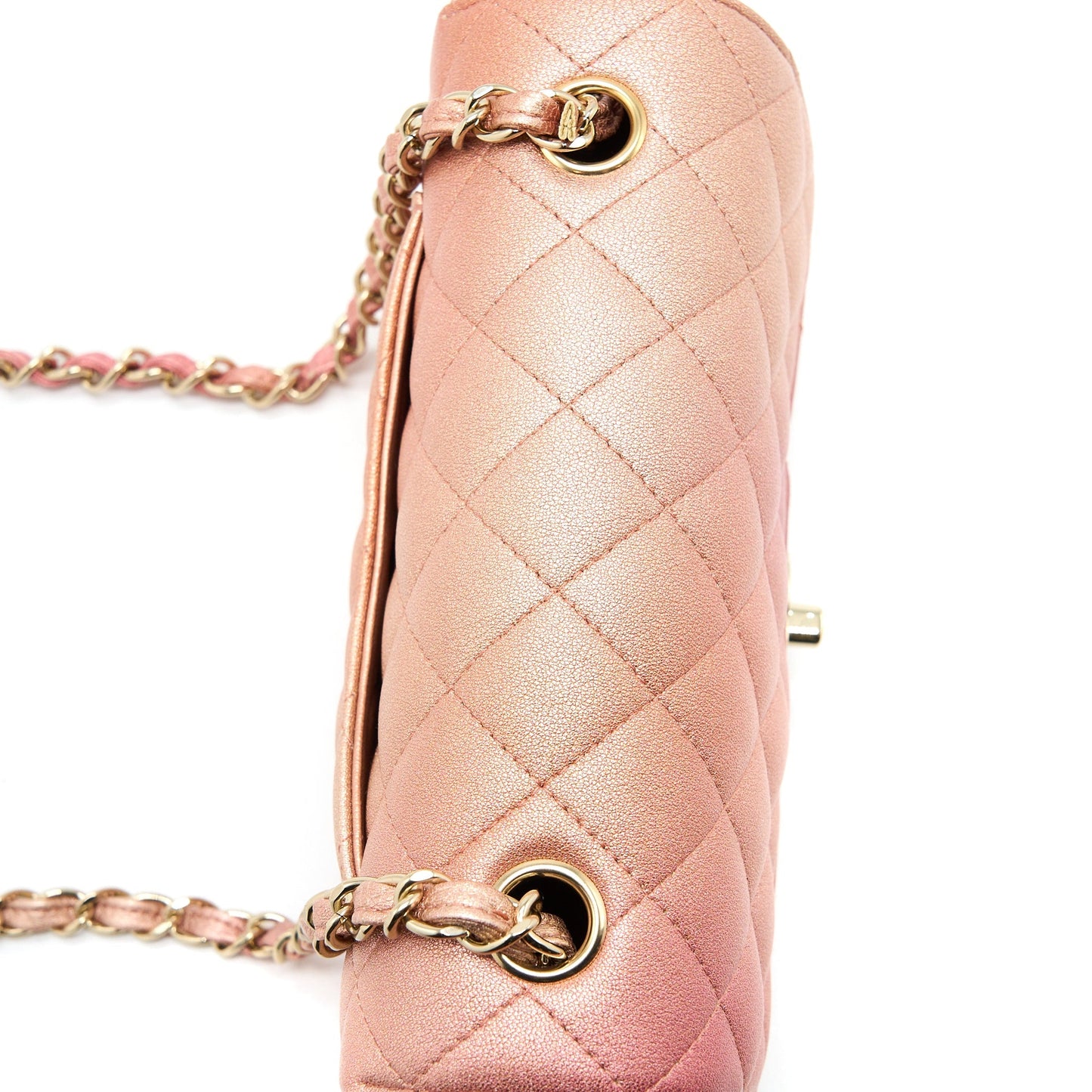 Chanel 21S Mini Rectangular Flap Bag Metallic Grained Lambskin Ombré Rose Gold L