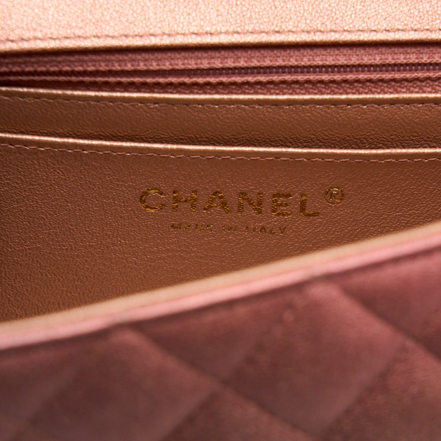 Chanel 21S Mini Rectangular Flap Bag Metallic Grained Lambskin Ombré Rose Gold L