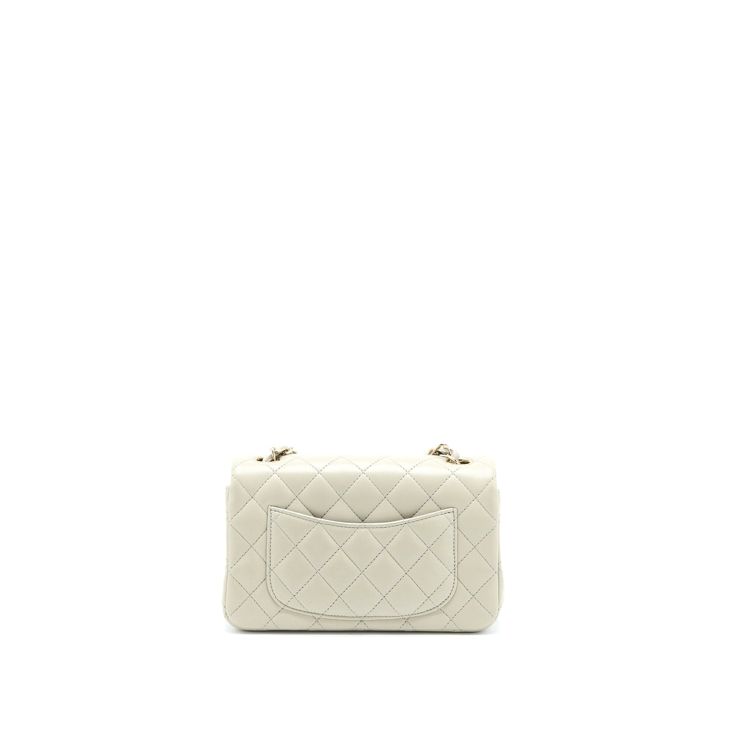 Chanel Mini Rectangular Flap Bag Lambskin Light Grey L (Microchip)