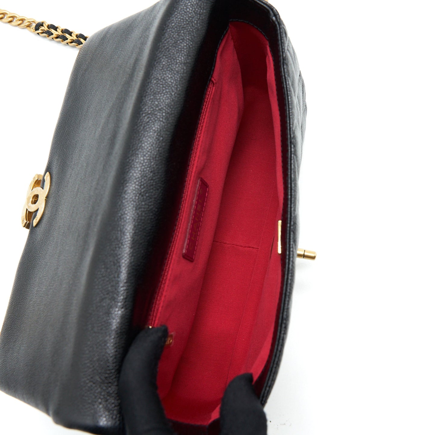 Chanel 22P Medium Melody Bag Grained Calfskin Black
