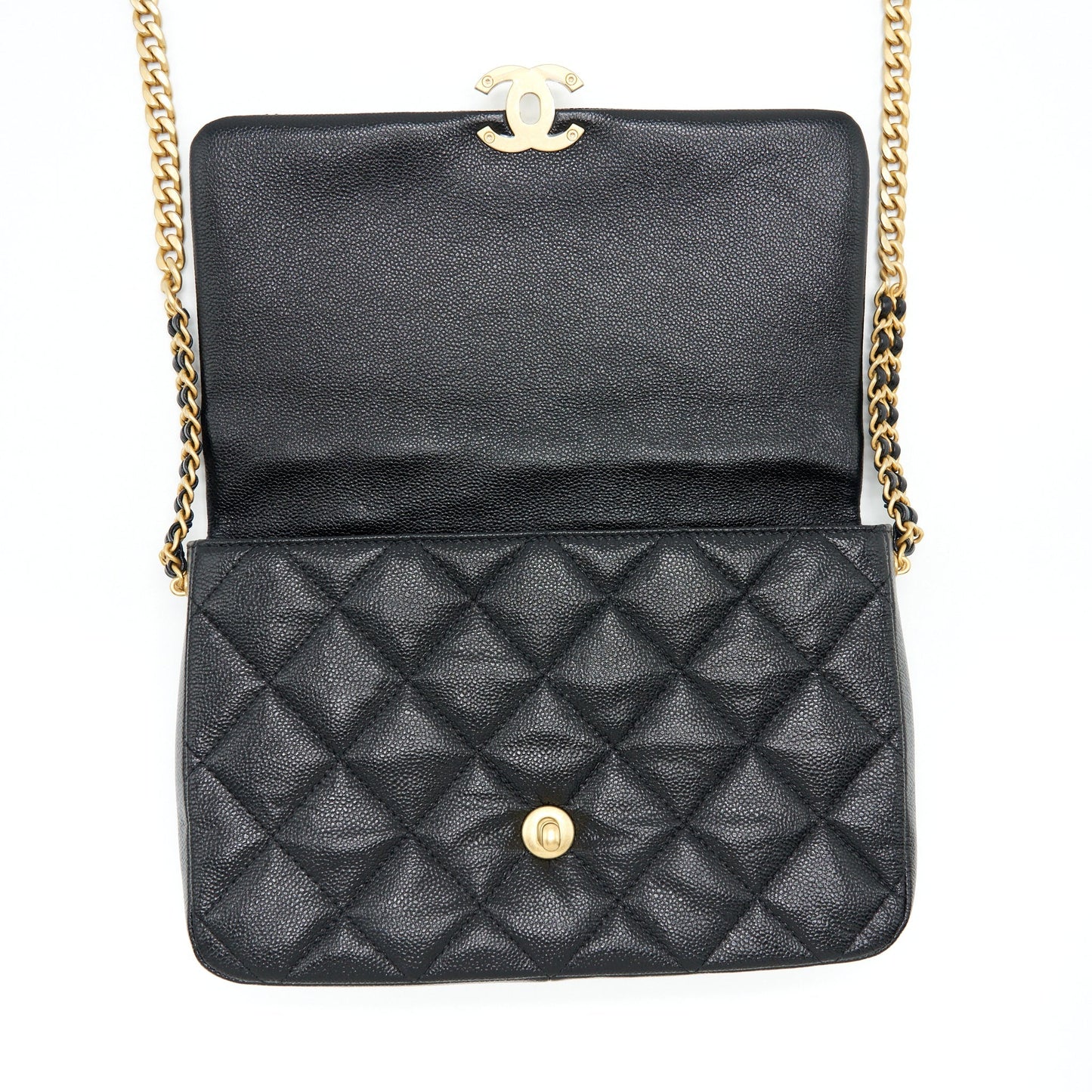 Chanel 22P Medium Melody Bag Grained Calfskin Black