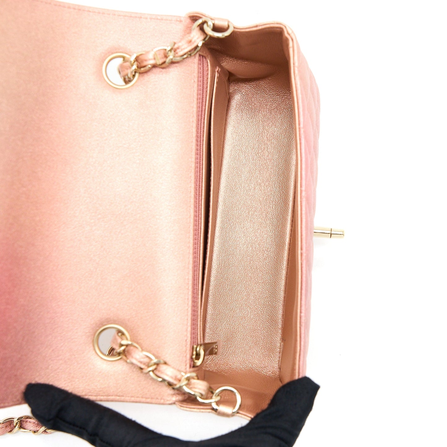 Chanel 21S Mini Rectangular Flap Bag Metallic Grained Lambskin Ombré Rose Gold L