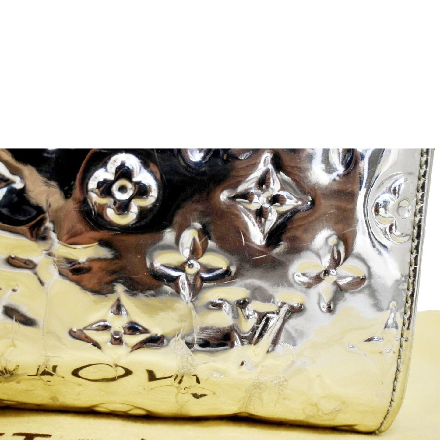 LOUIS VUITTON  30 Miroir Monogram Patent Leather Satchel Bag Metallic Silver