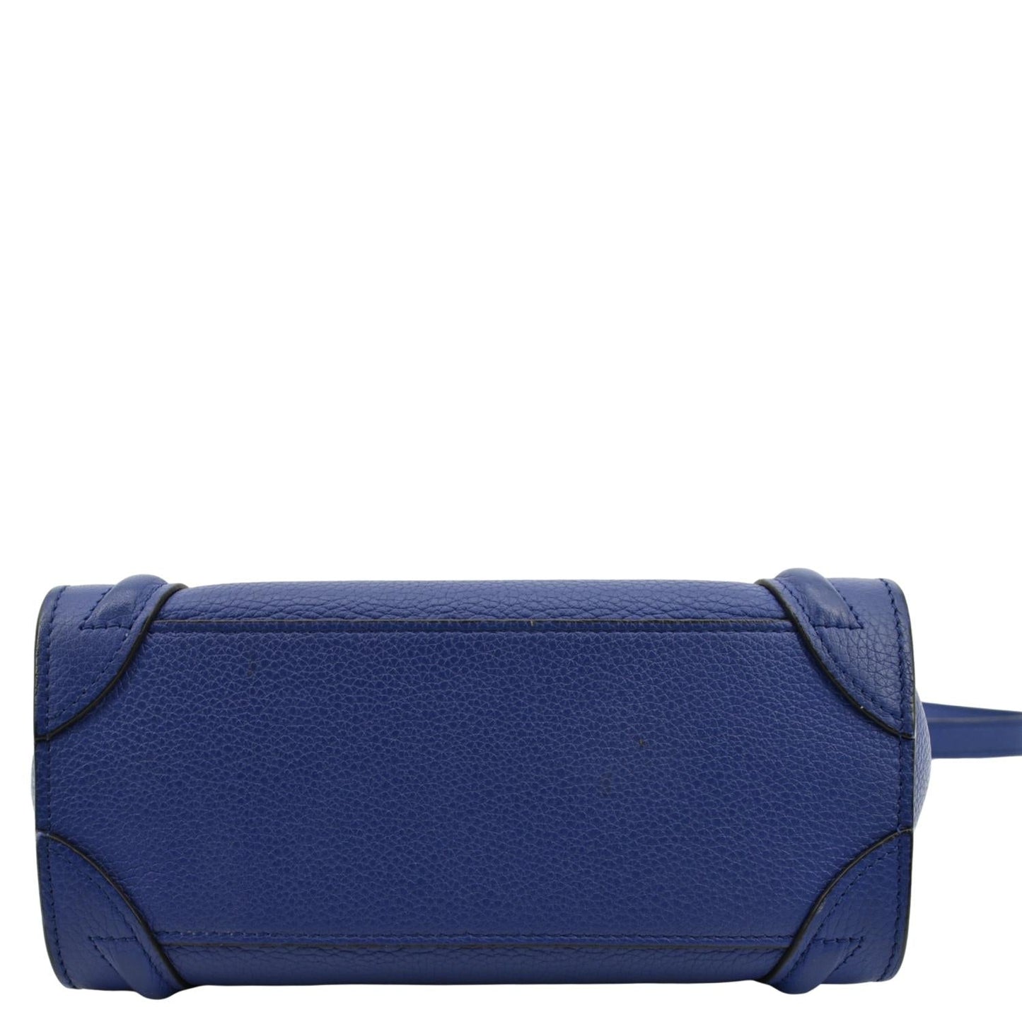 CELINE Nano Luggage Drummed Leather Tote Crossbody Bag Blue