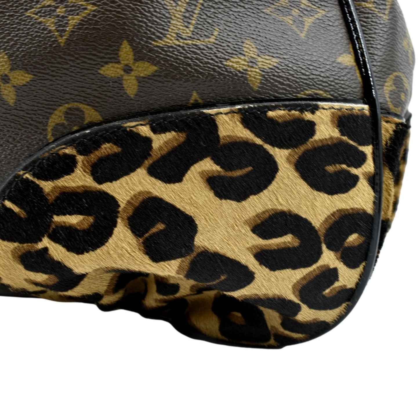 LOUIS VUITTON Polly Leopard Monogram Canvas Hobo Bag Brown