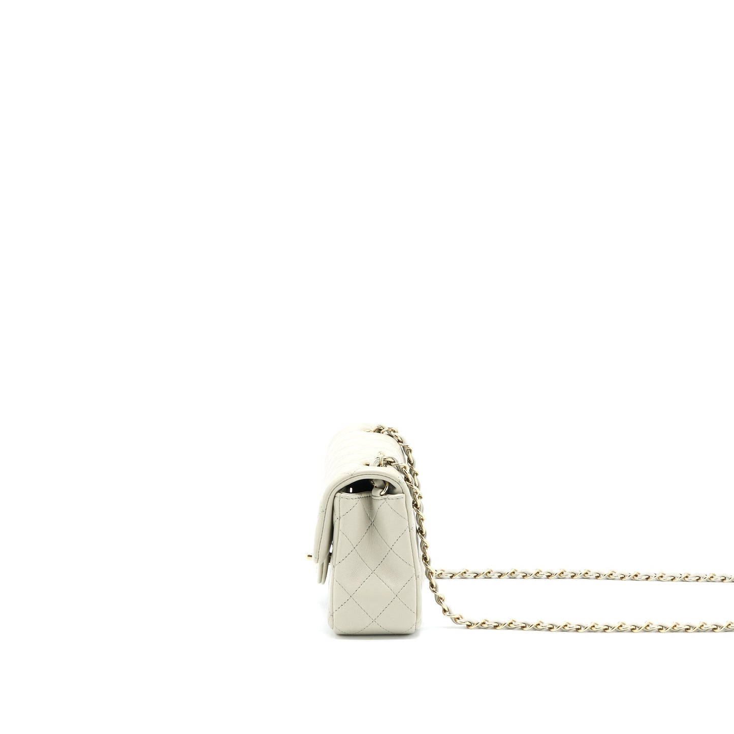Chanel Mini Rectangular Flap Bag Lambskin Light Grey L (Microchip)