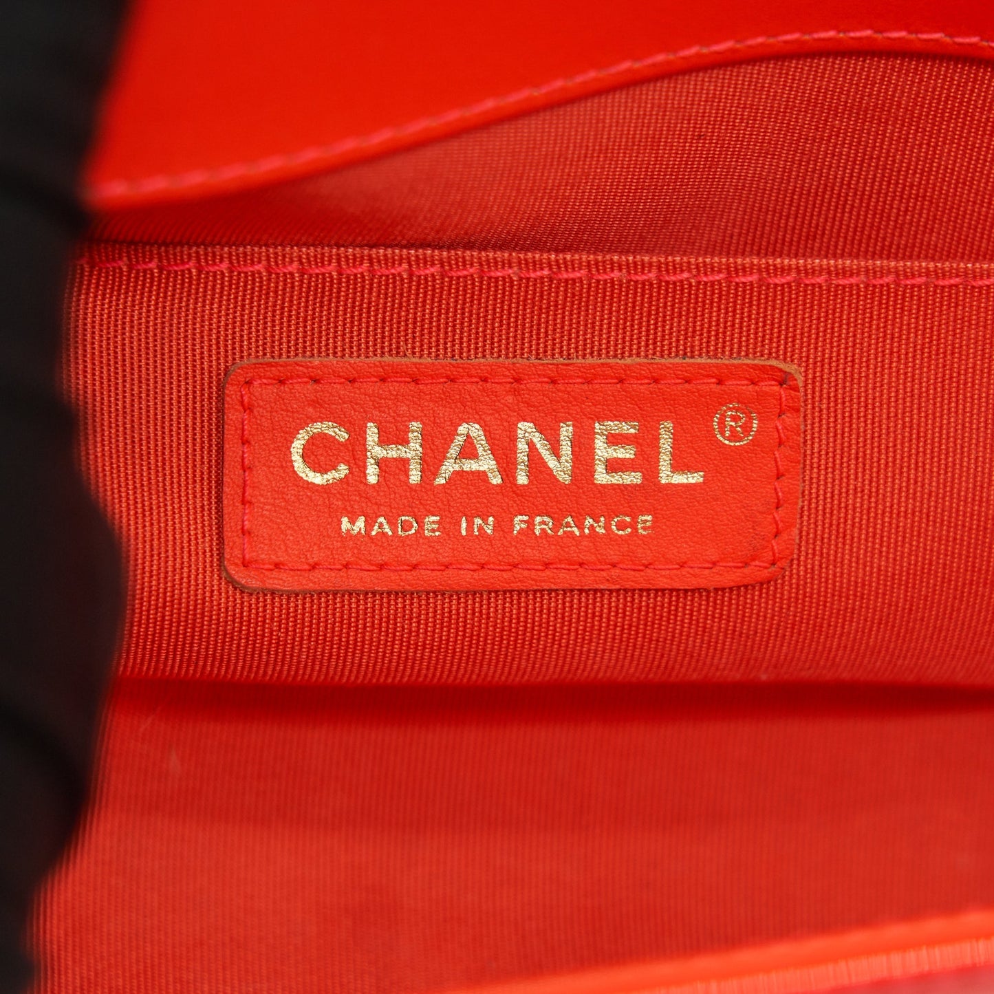 Chanel Small Boy Bag patent leather Bright Orange