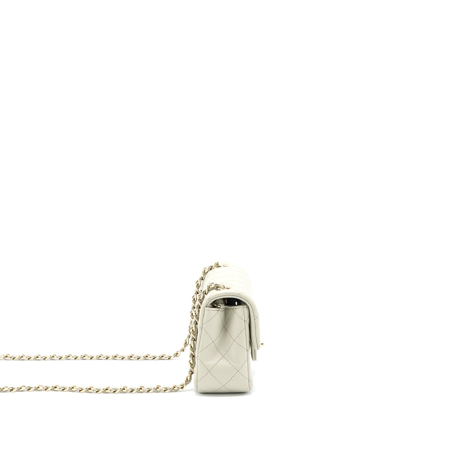 Chanel Mini Rectangular Flap Bag Lambskin Light Grey L (Microchip)