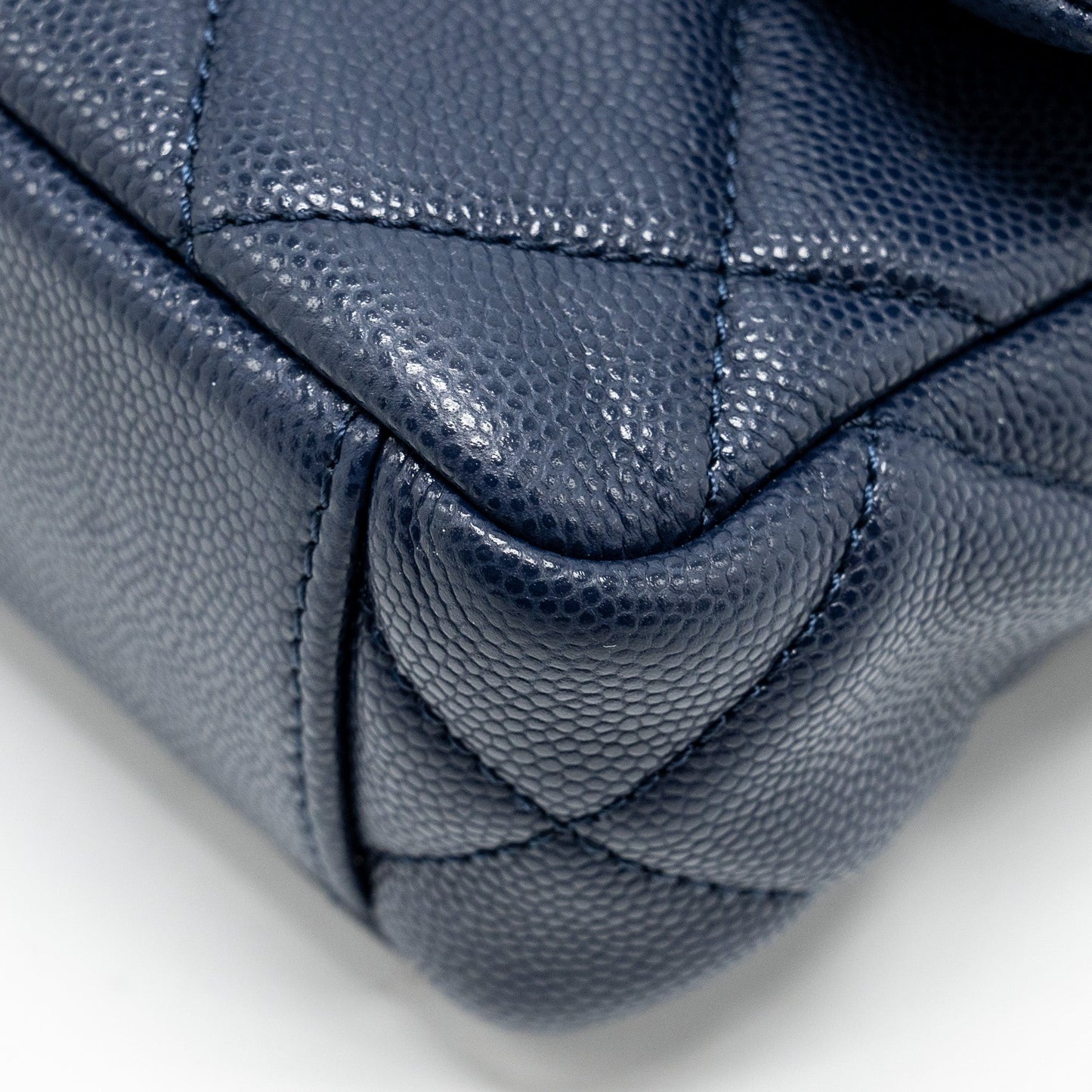 Chanel 22A Button On Chain Mini Square Flap Bag Caviar Navy  (Microchip)