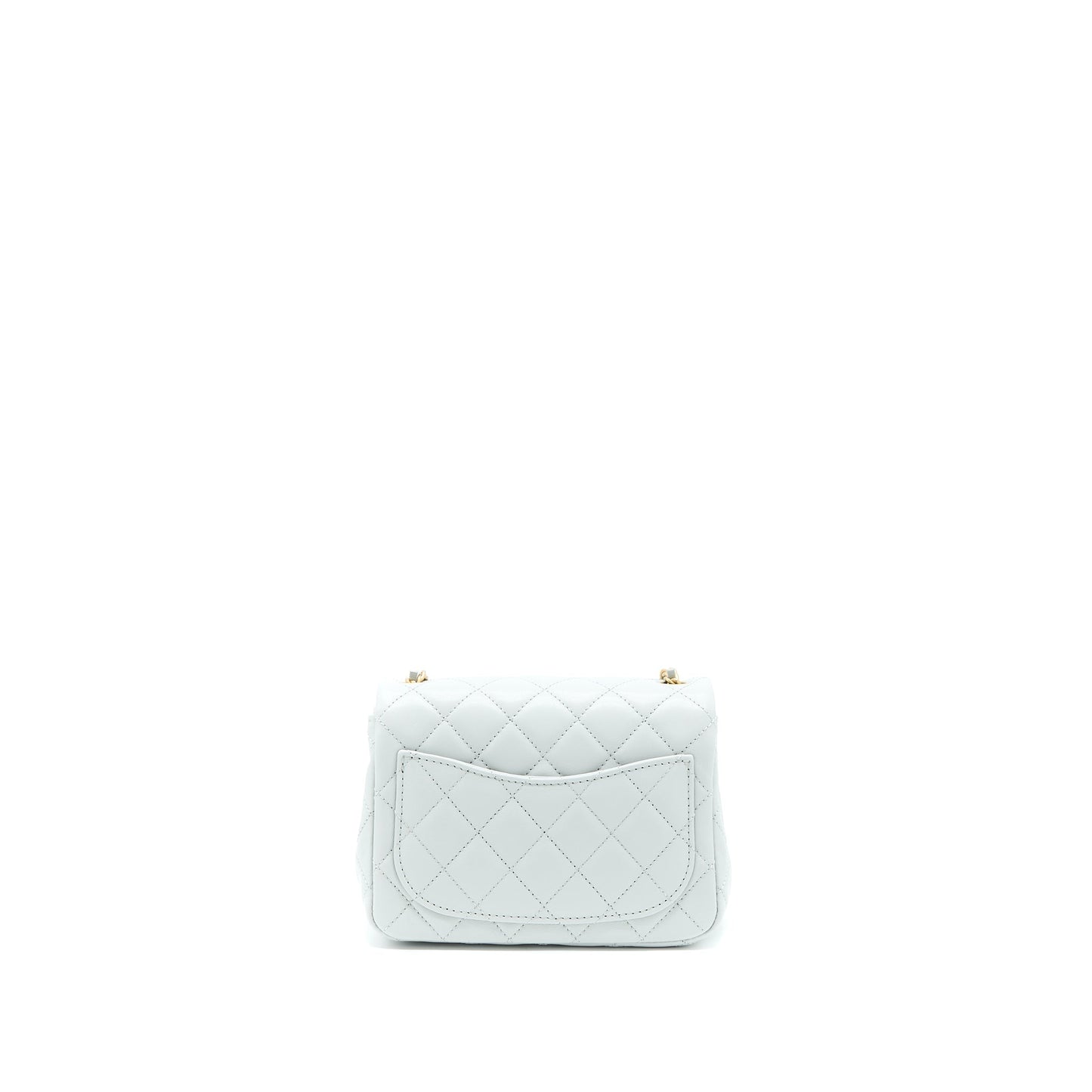Chanel 23C Pearl Crush Mini Square Lambskin Light Grey  (Microchip)