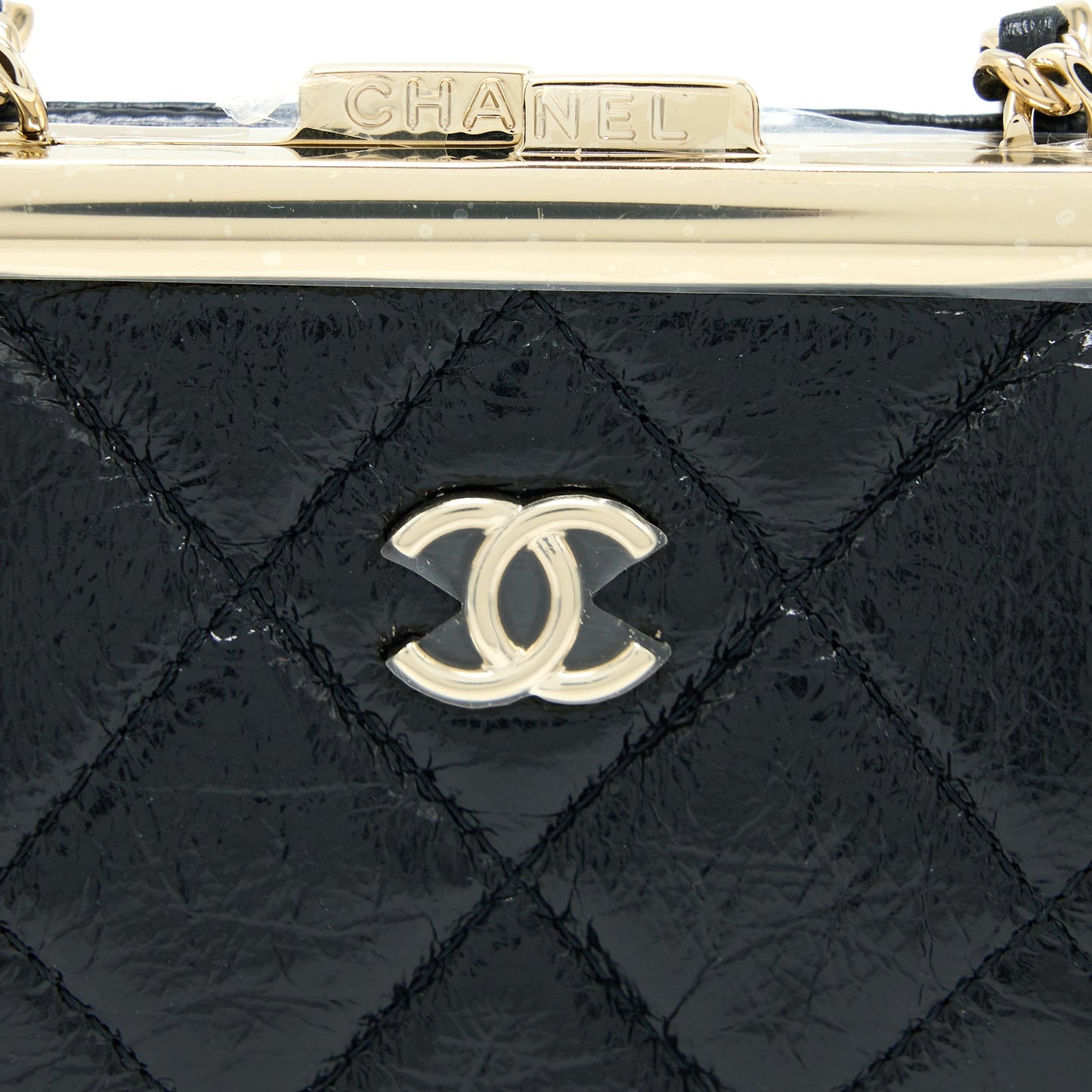 Chanel Quilted Mini Clip With Chain Aged Calfskin Black L