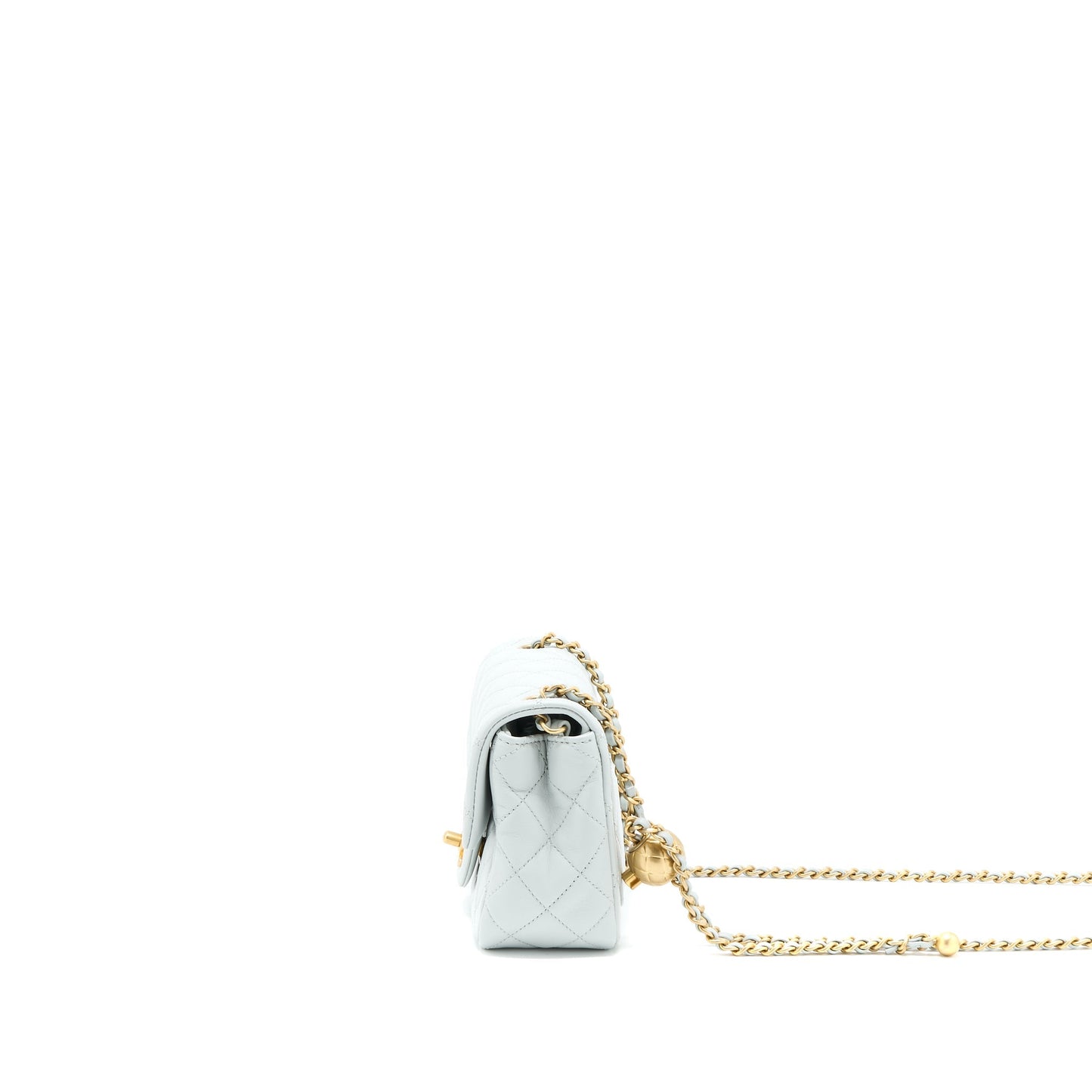 Chanel 23C Pearl Crush Mini Square Lambskin Light Grey  (Microchip)