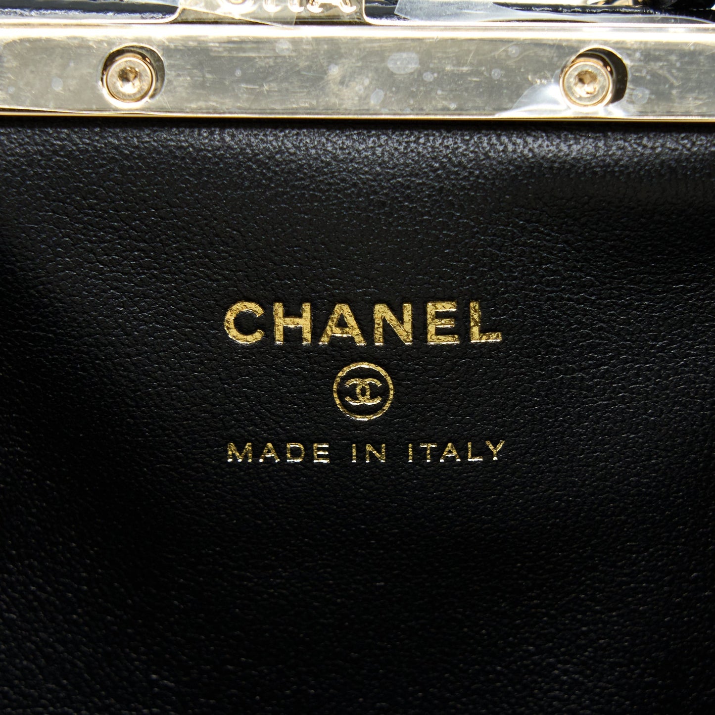 Chanel Quilted Mini Clip With Chain Aged Calfskin Black L