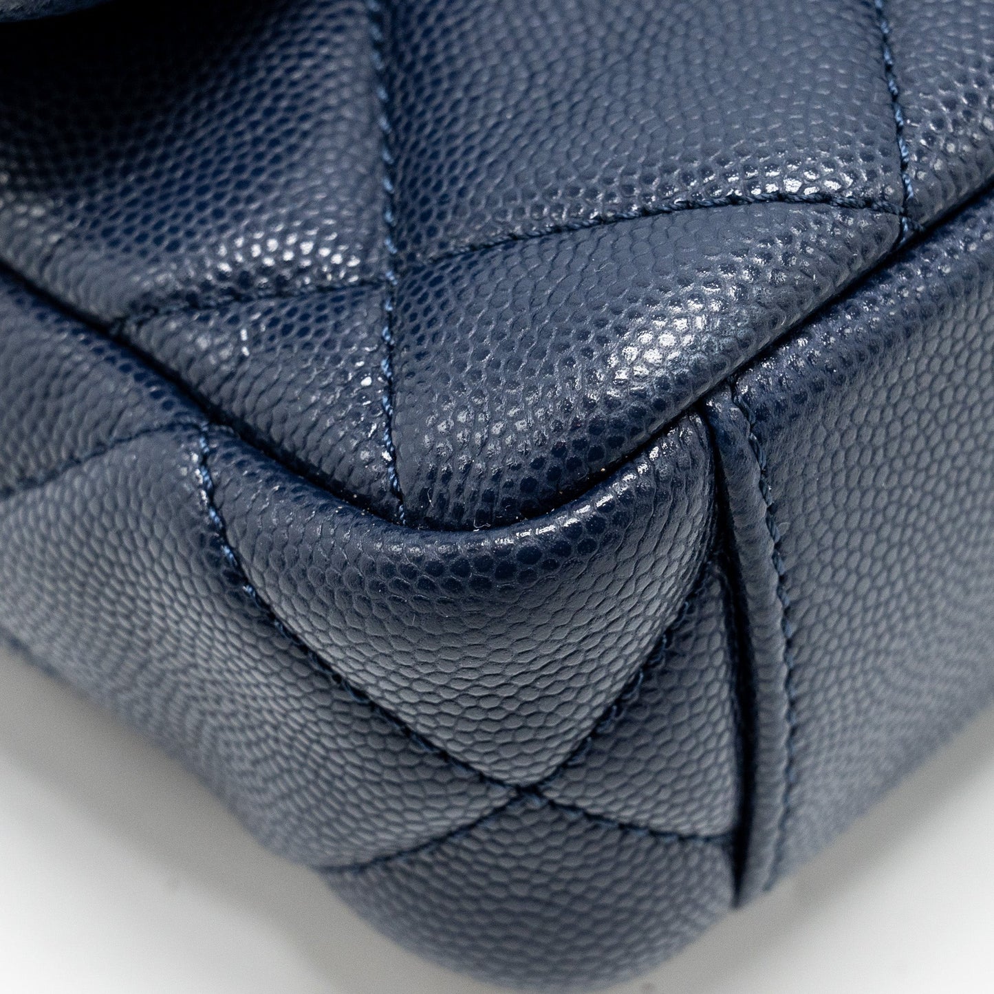 Chanel 22A Button On Chain Mini Square Flap Bag Caviar Navy  (Microchip)
