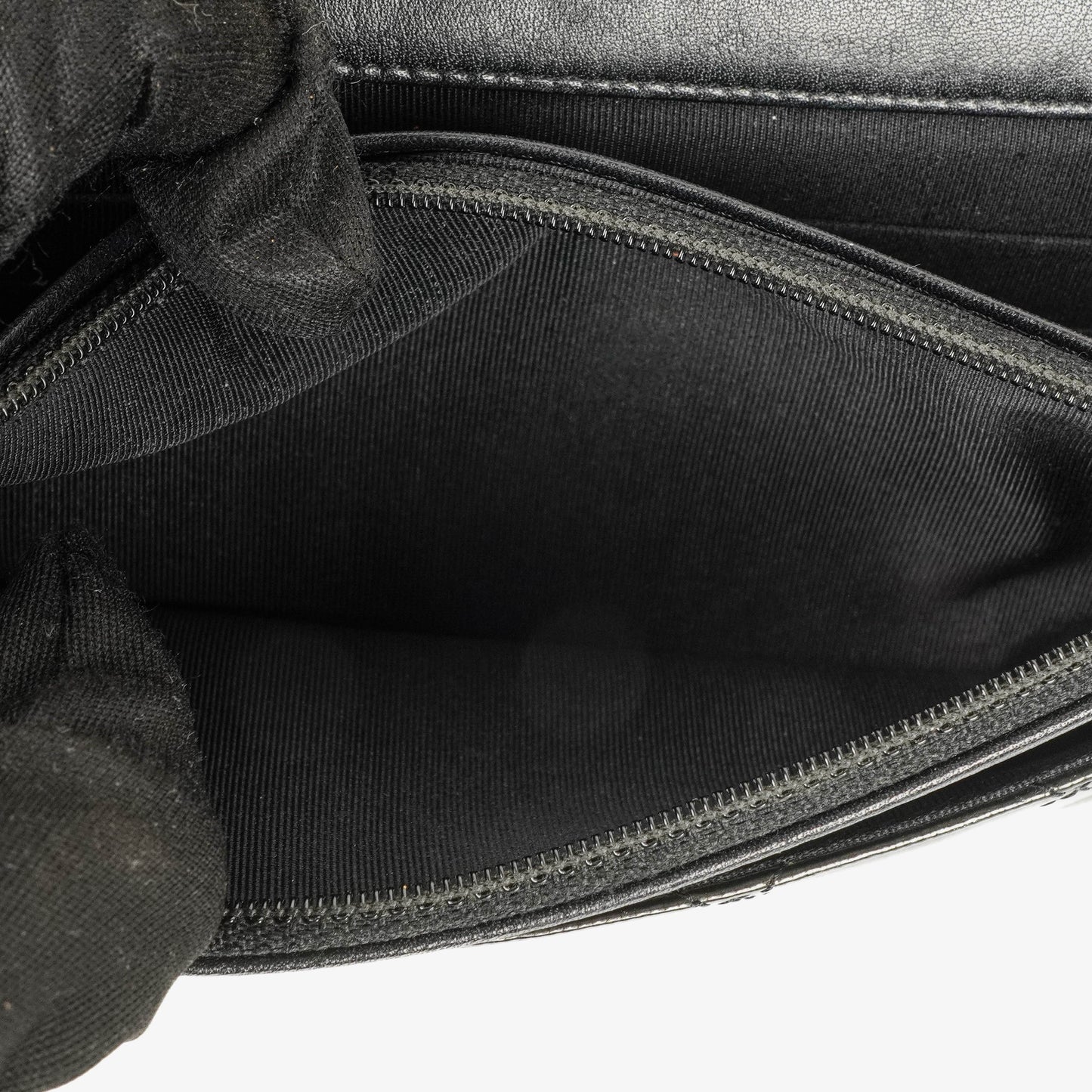 Chanel Black Patent Leather Quilted Wallet On Chain Bag