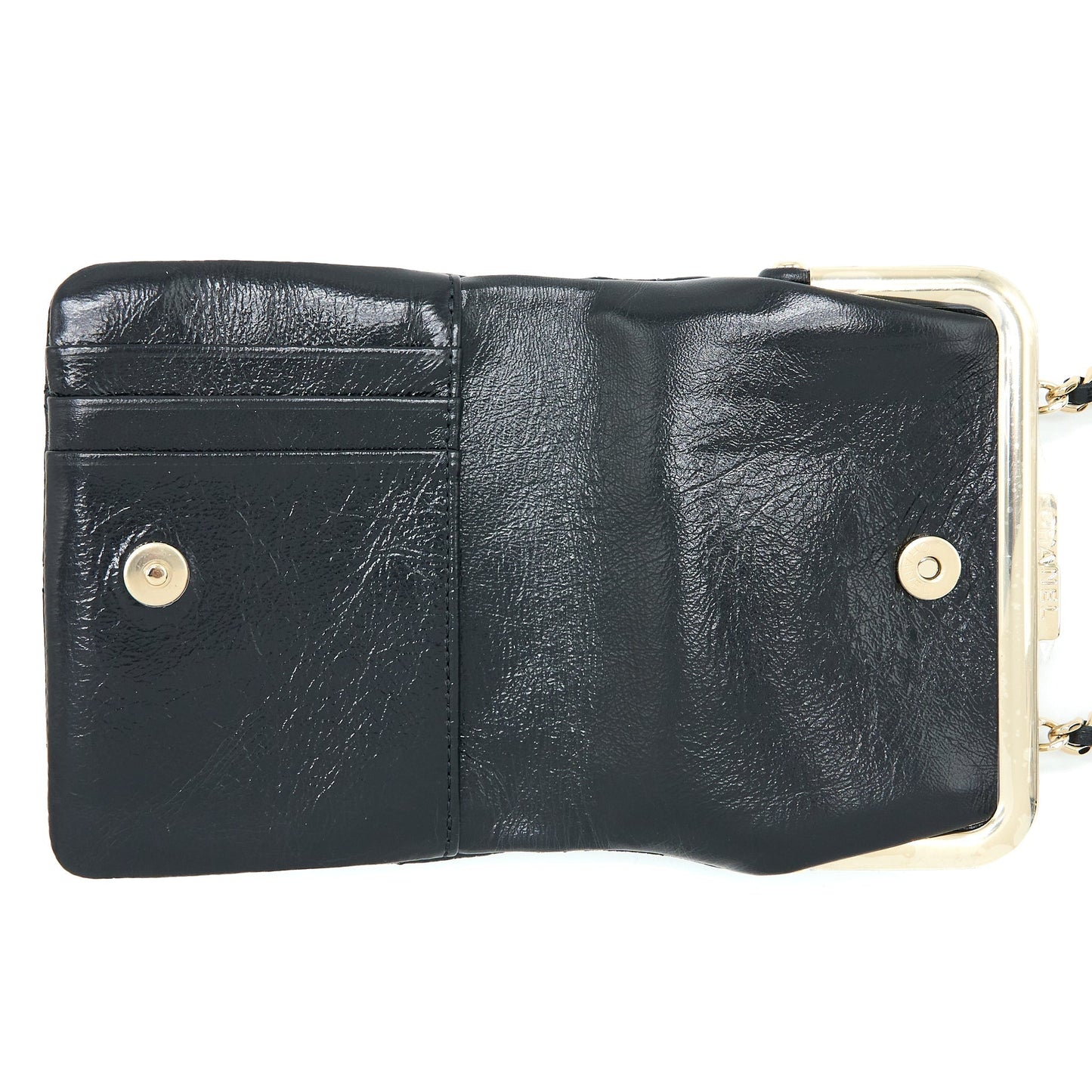 Chanel Quilted Mini Clip With Chain Aged Calfskin Black L