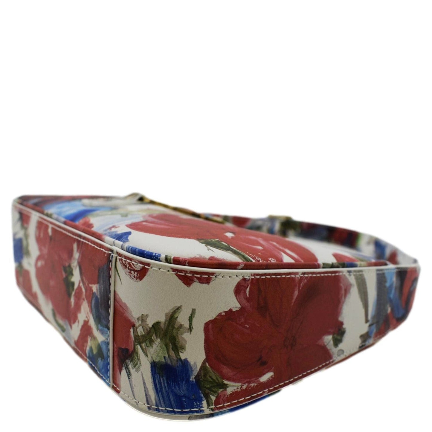 YVES SAINT LAURENT LE 5 a 7 Floral Printed Leather Hobo Bag White