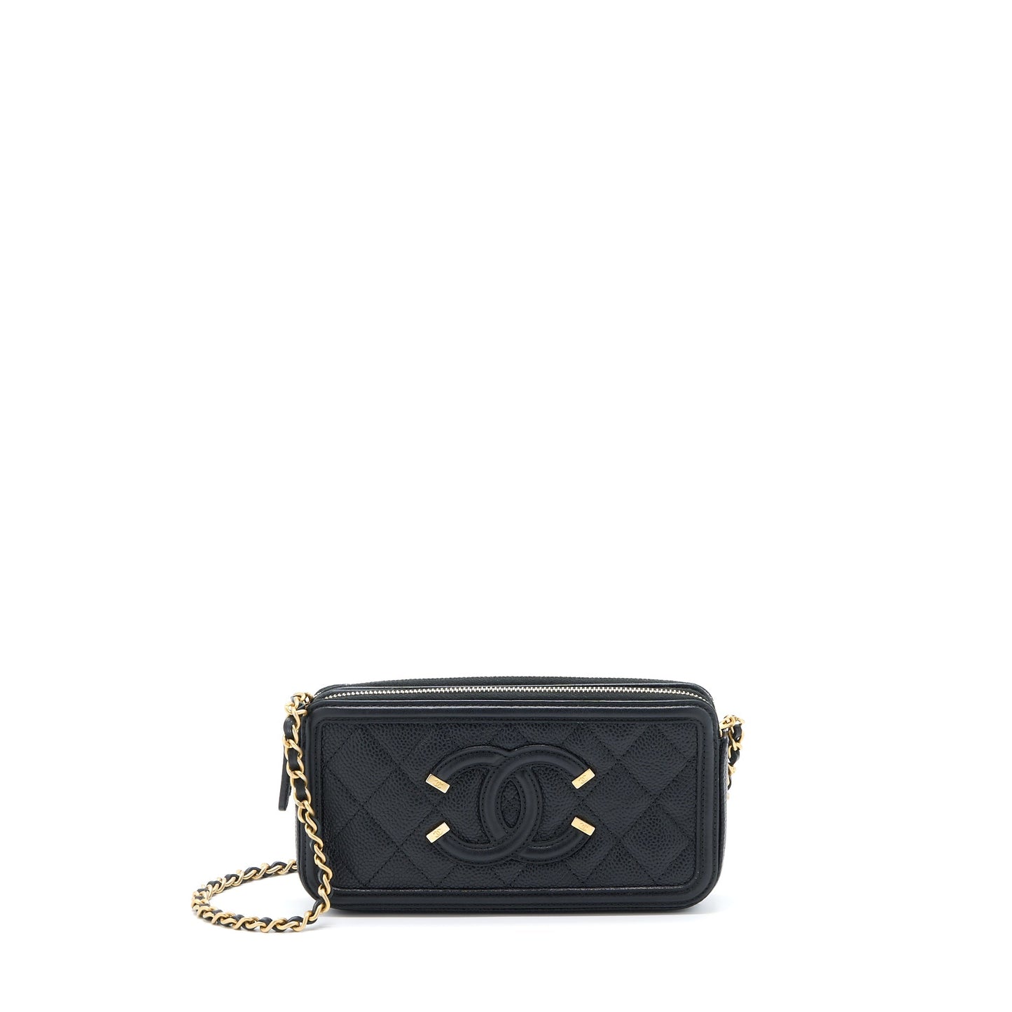 Chanel Filigree Long Wallet On Chain Caviar Black