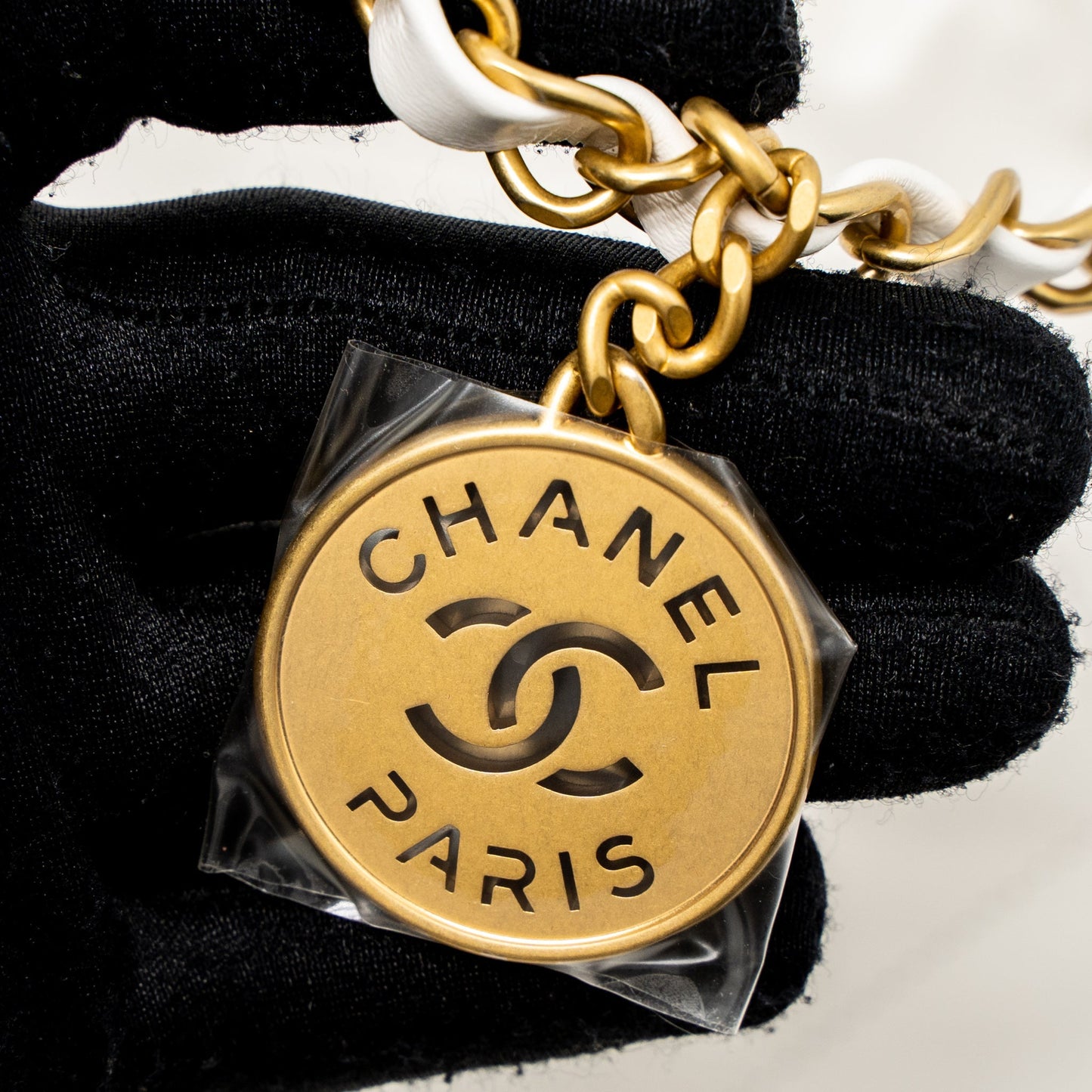 Chanel Small 22 Bag Black Letter Shiny Calfskin White Brushed  (Microchip)