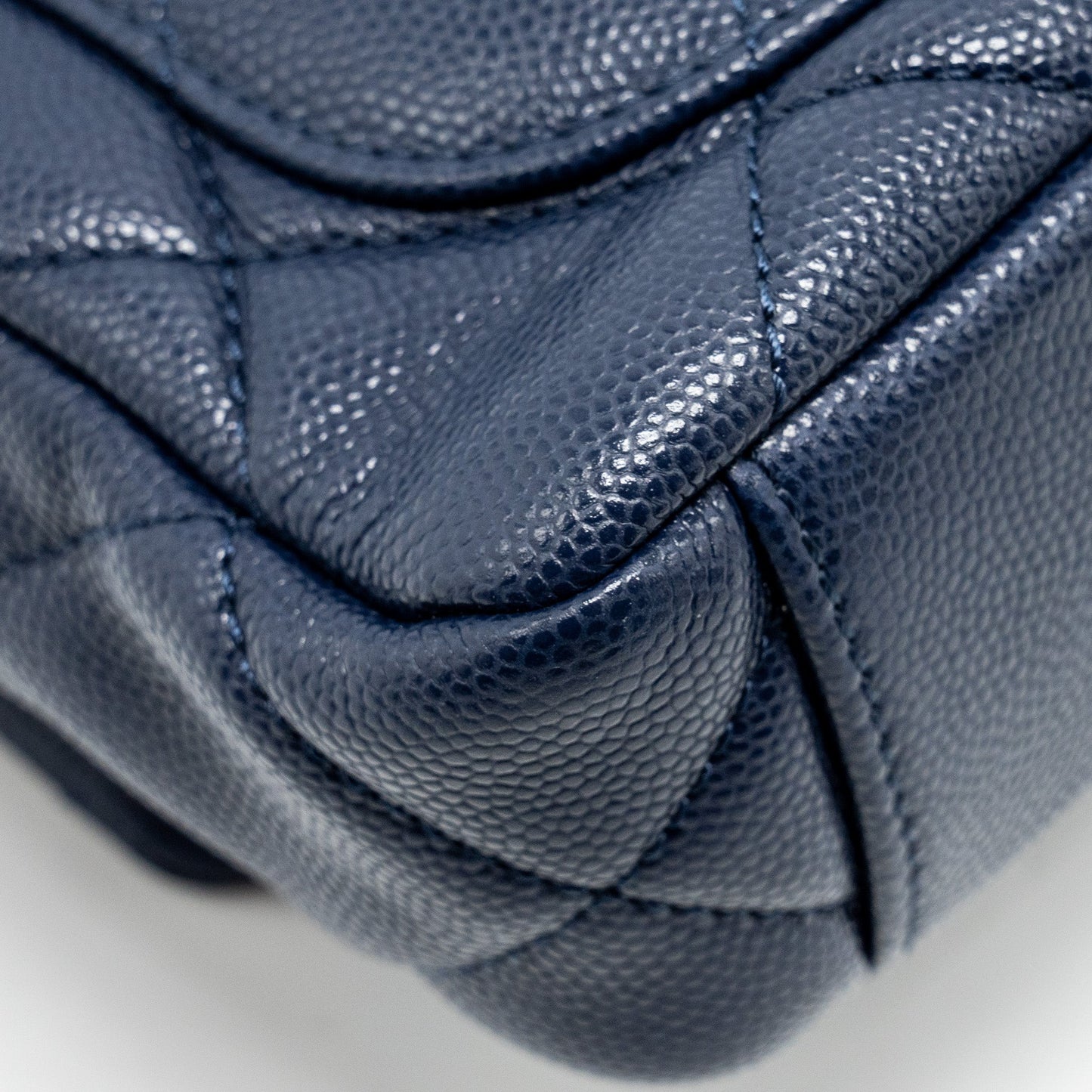 Chanel 22A Button On Chain Mini Square Flap Bag Caviar Navy  (Microchip)