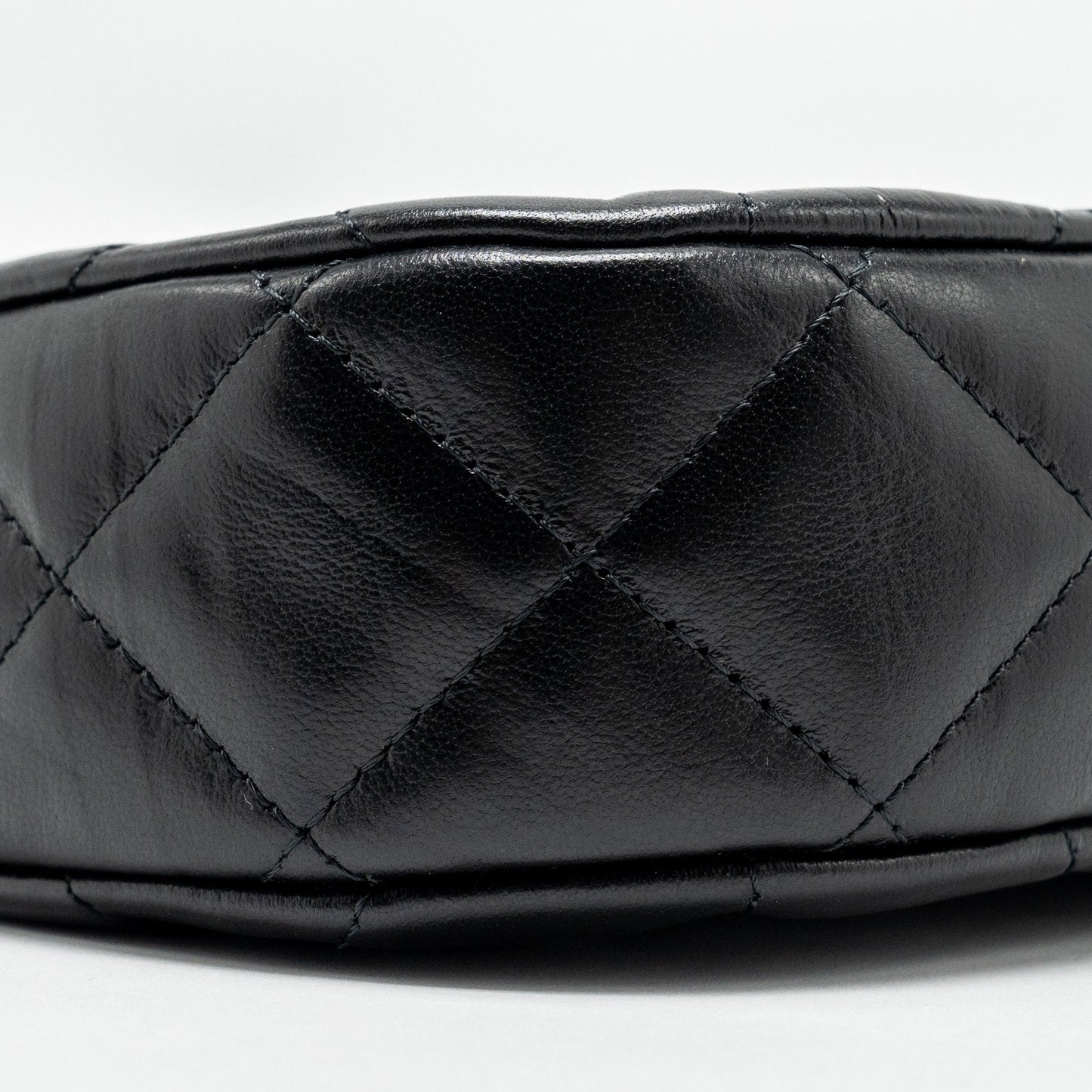 Chanel 23k Small Hobo Shoulder Bag Calfskin Black  (microchip)