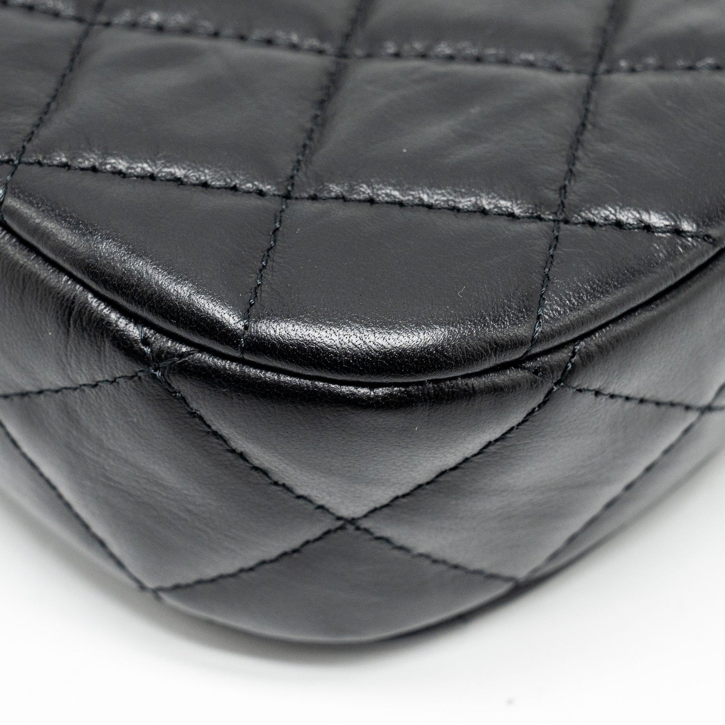 Chanel 23k Small Hobo Shoulder Bag Calfskin Black  (microchip)