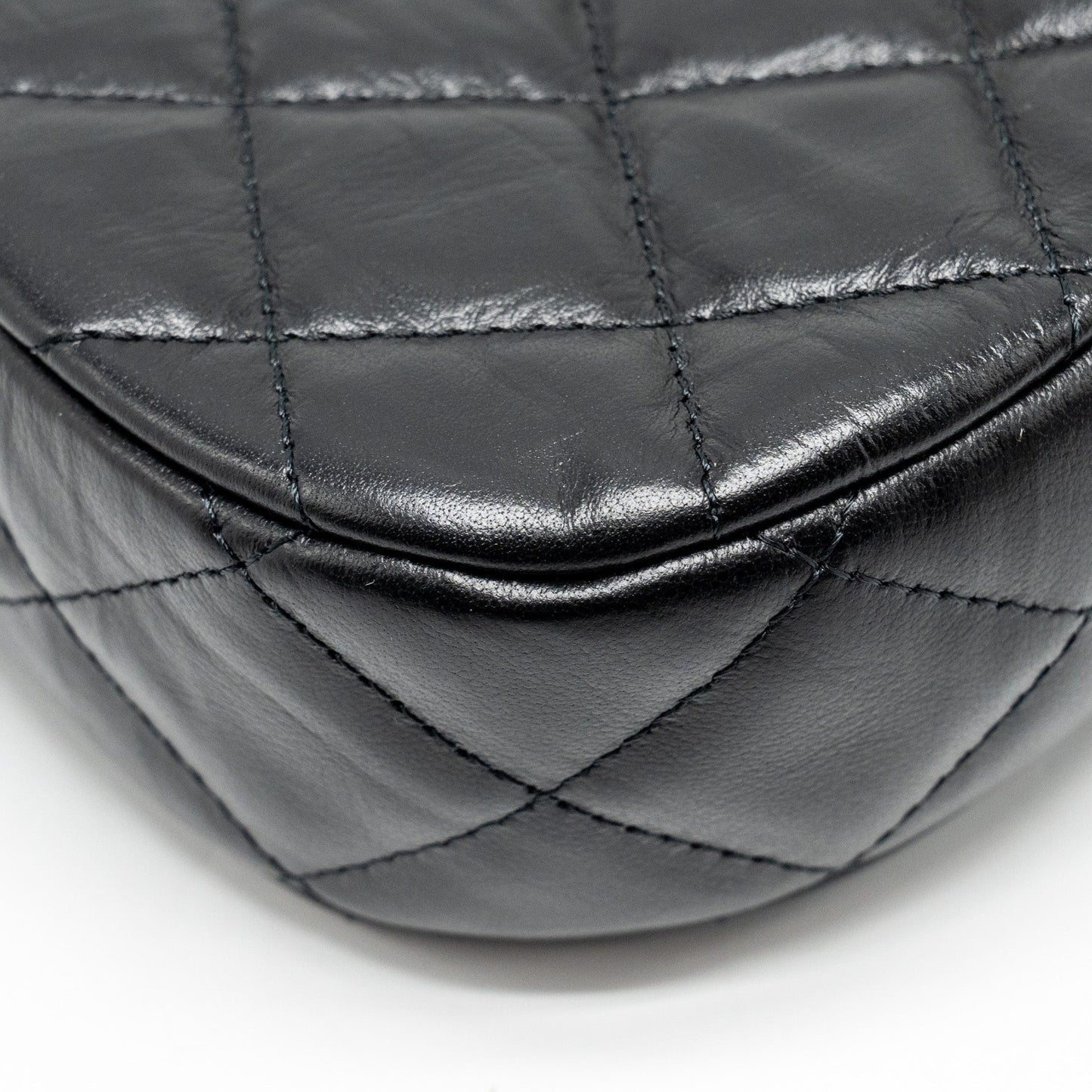 Chanel 23k Small Hobo Shoulder Bag Calfskin Black  (microchip)