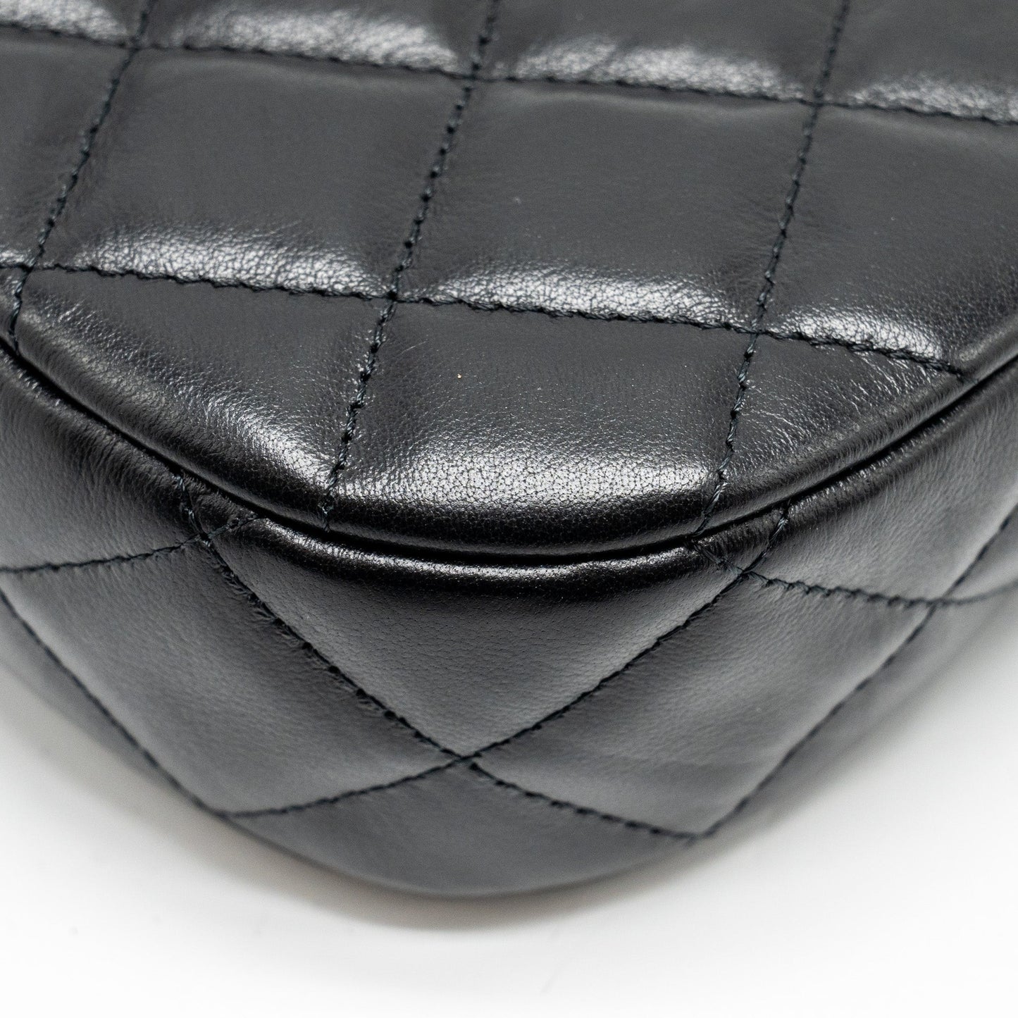 Chanel 23k Small Hobo Shoulder Bag Calfskin Black  (microchip)