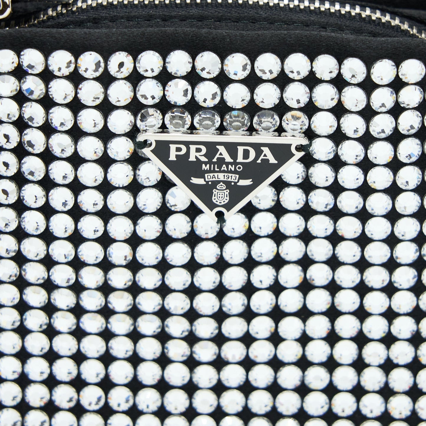 Prada Crystal Satin Handbag With Crystal Black