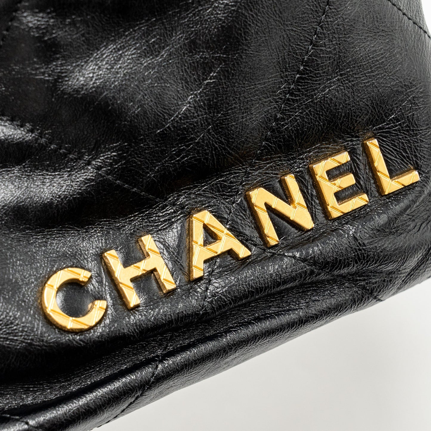 Chanel 23s Mini 22 Bag With Pearl Shiny Calfskin  (Microchip)