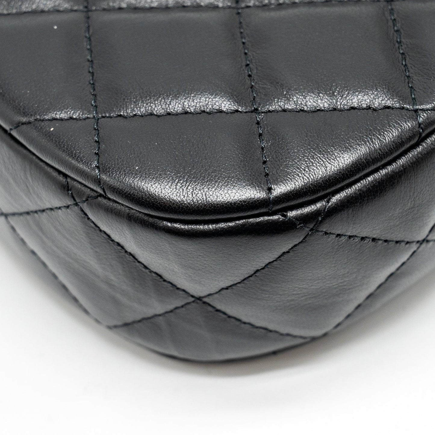 Chanel 23k Small Hobo Shoulder Bag Calfskin Black  (microchip)