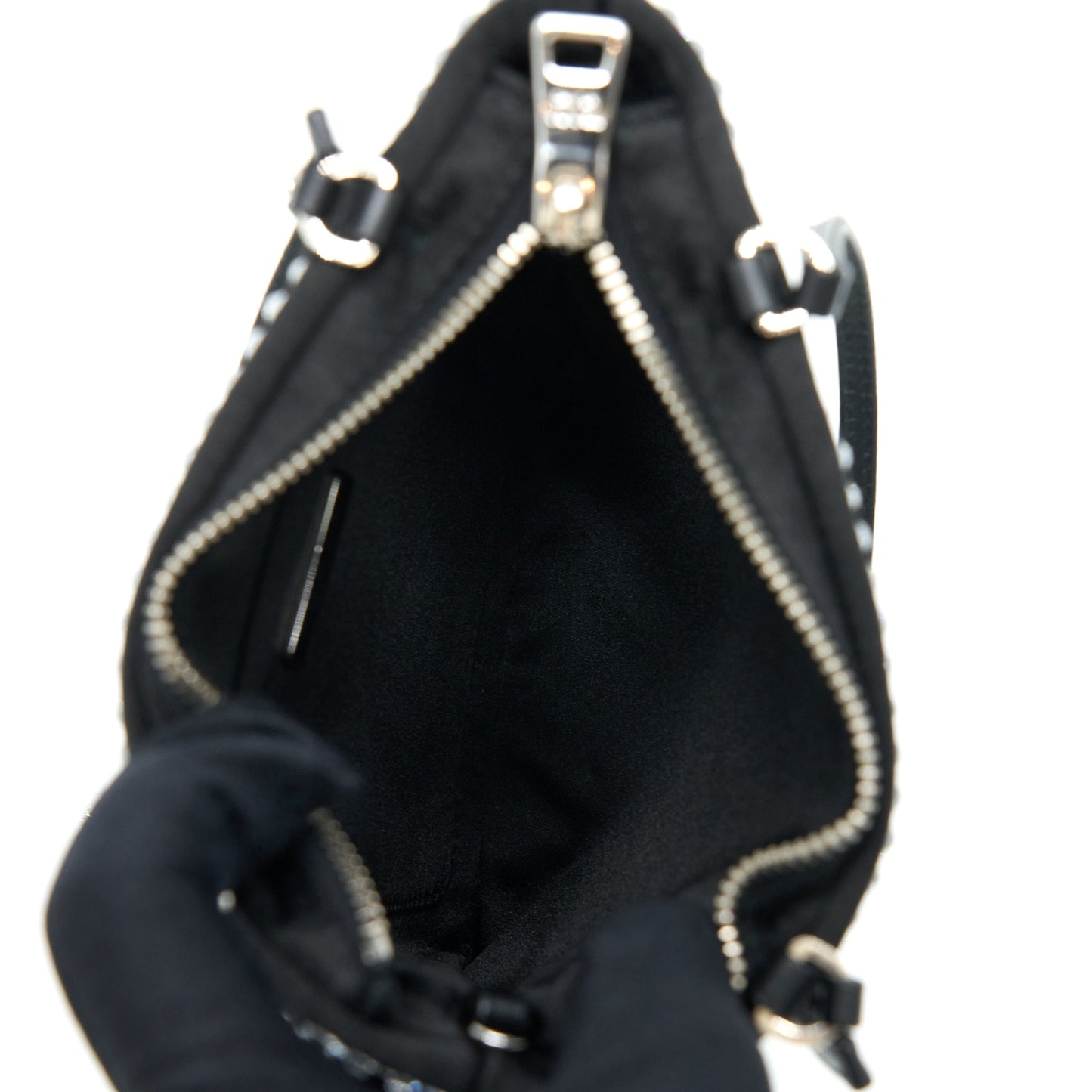 Prada Crystal Satin Handbag With Crystal Black