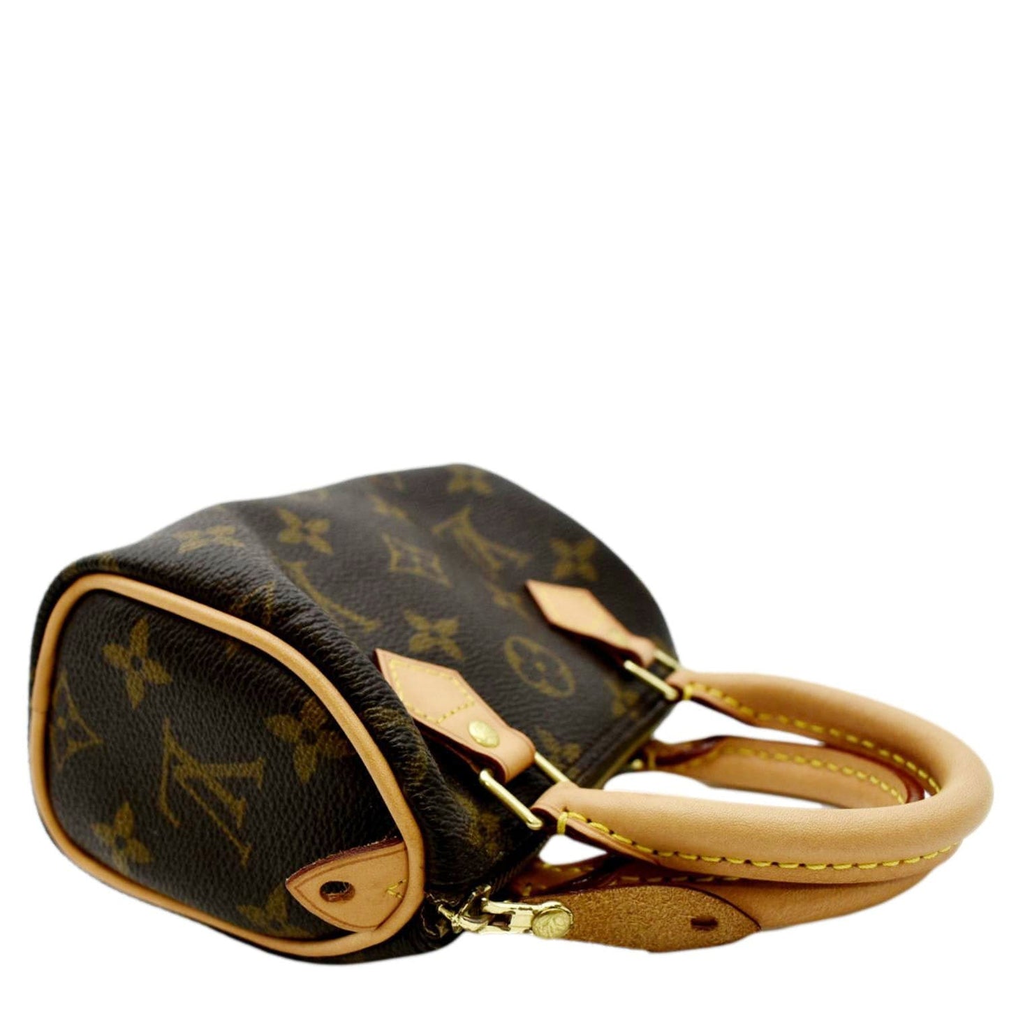 LOUIS VUITTON Mini  HL Monogram Canvas with Leather Trim Satchel Bag Brown